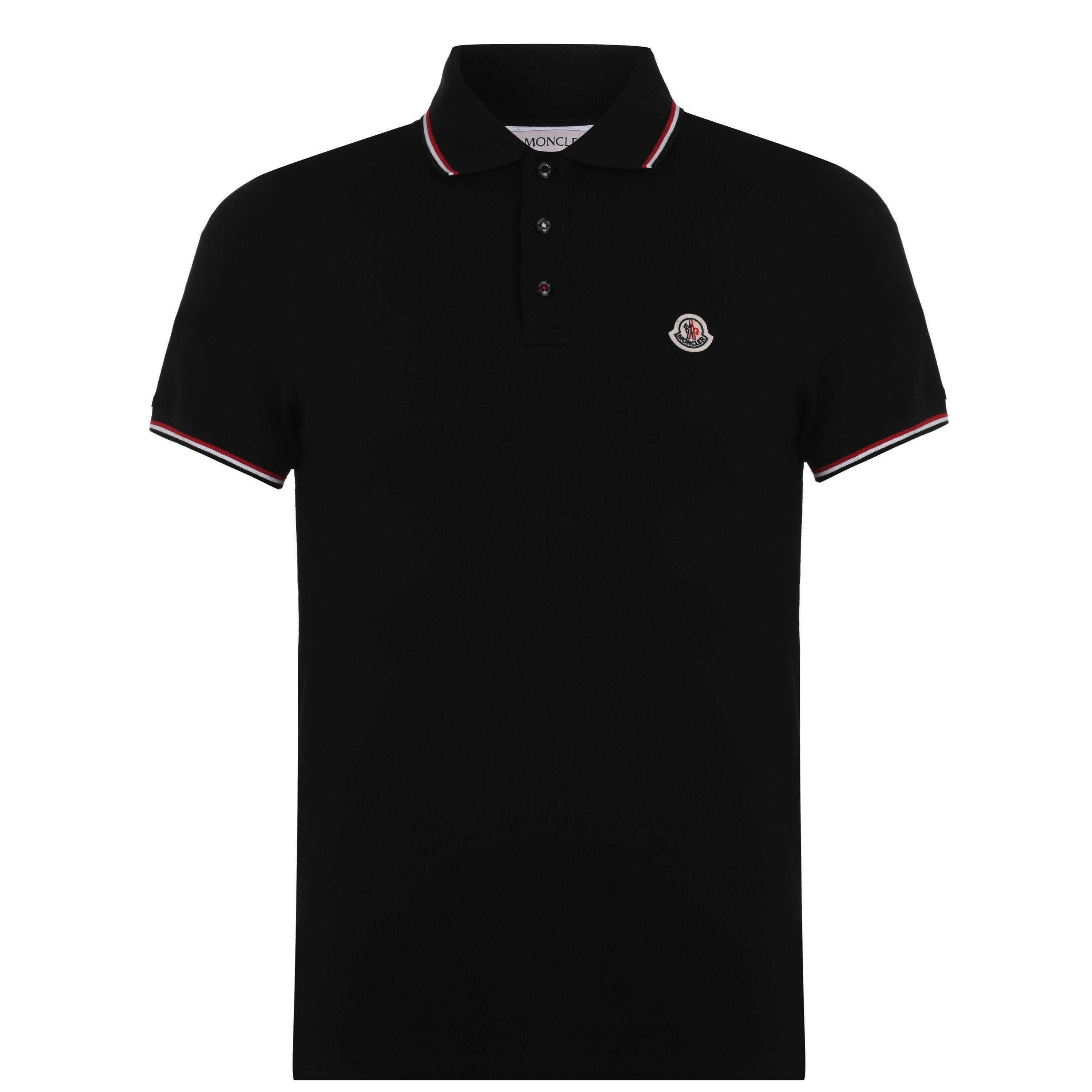Black 999 - Moncler - Men's Logo Cotton Maglia Polo Shirt - 7