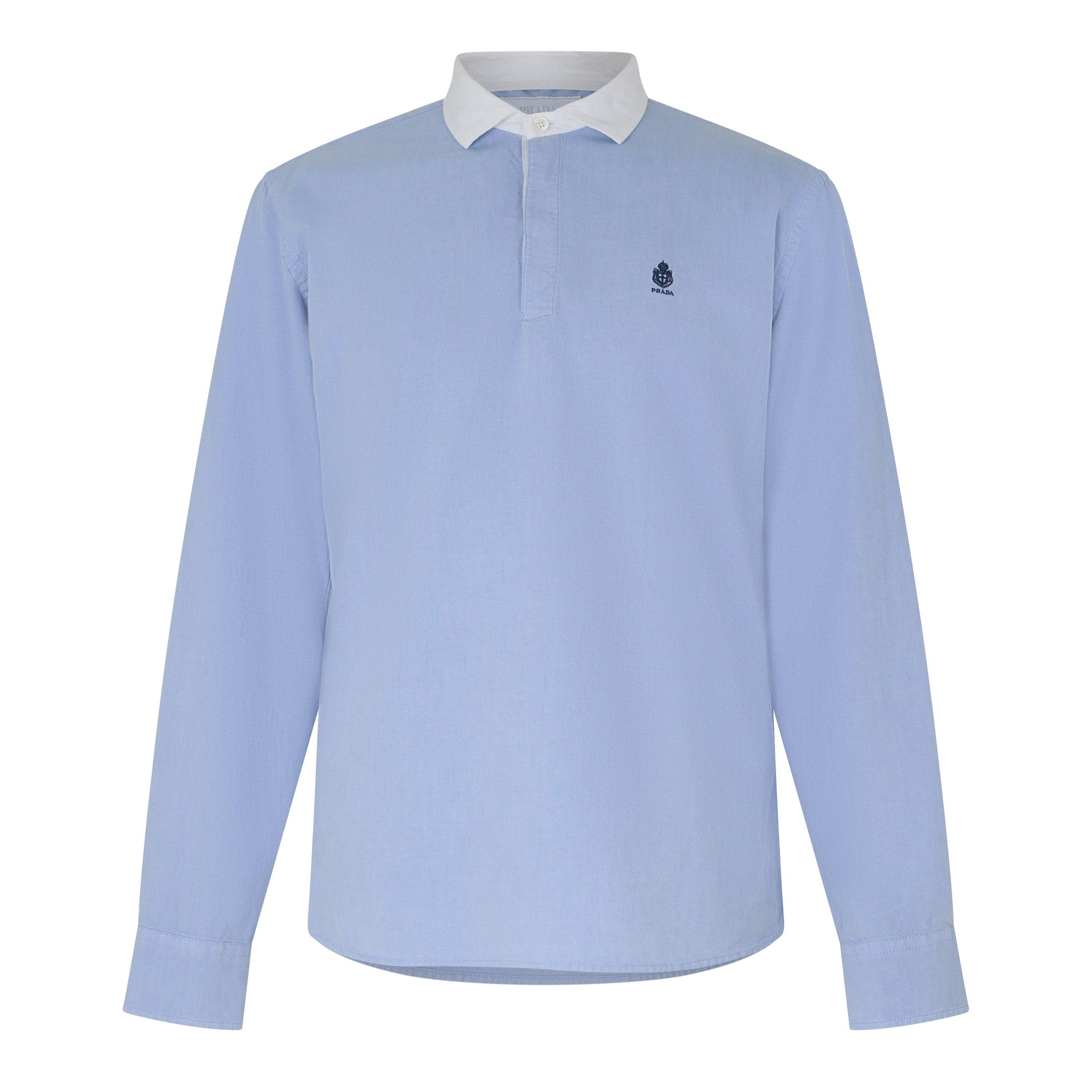 Men's Crest Rugby Cotton Long-Sleeve Polo Shirt