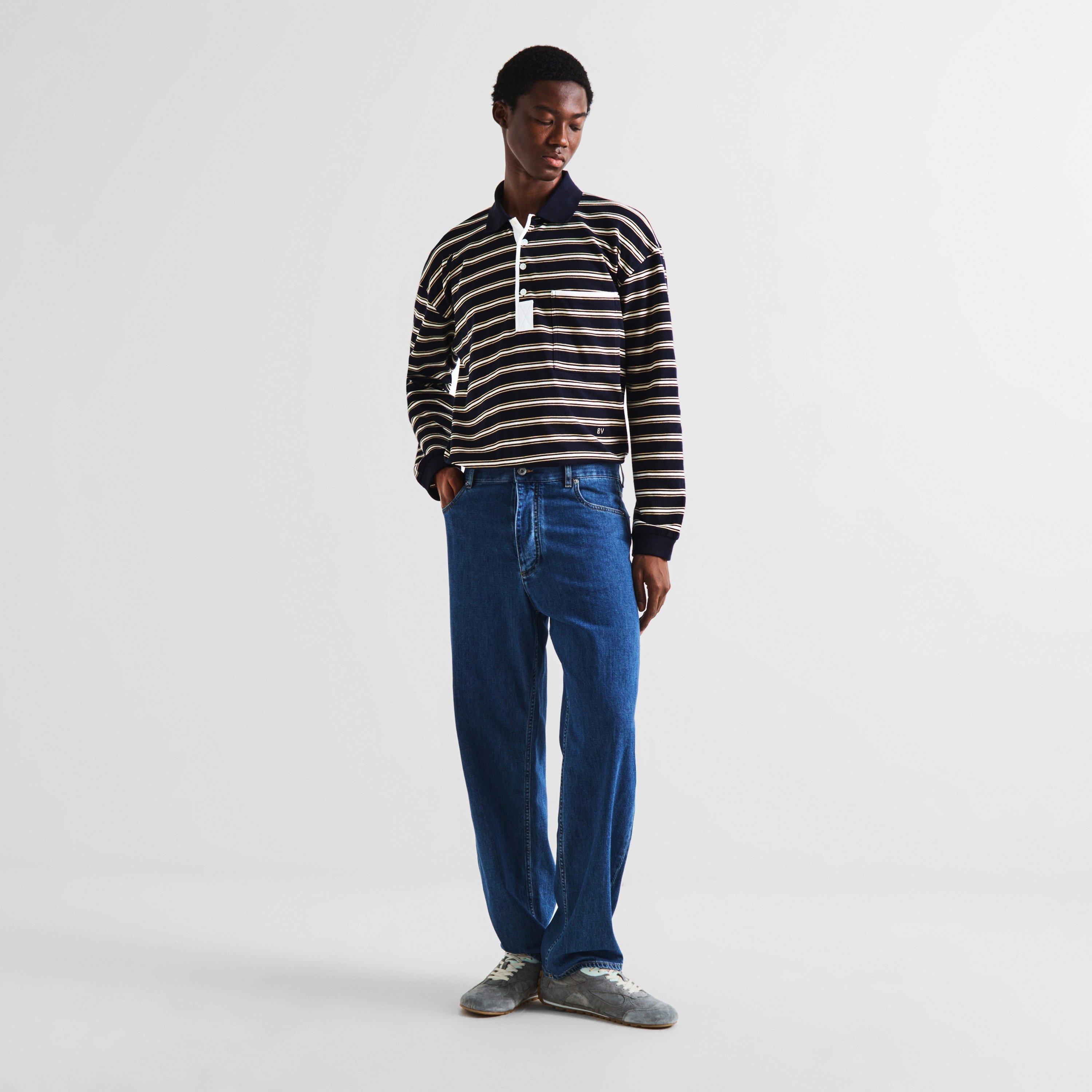 Night/Beige - Bottega Veneta - BV Stripe LS Polo Sn64 - 6