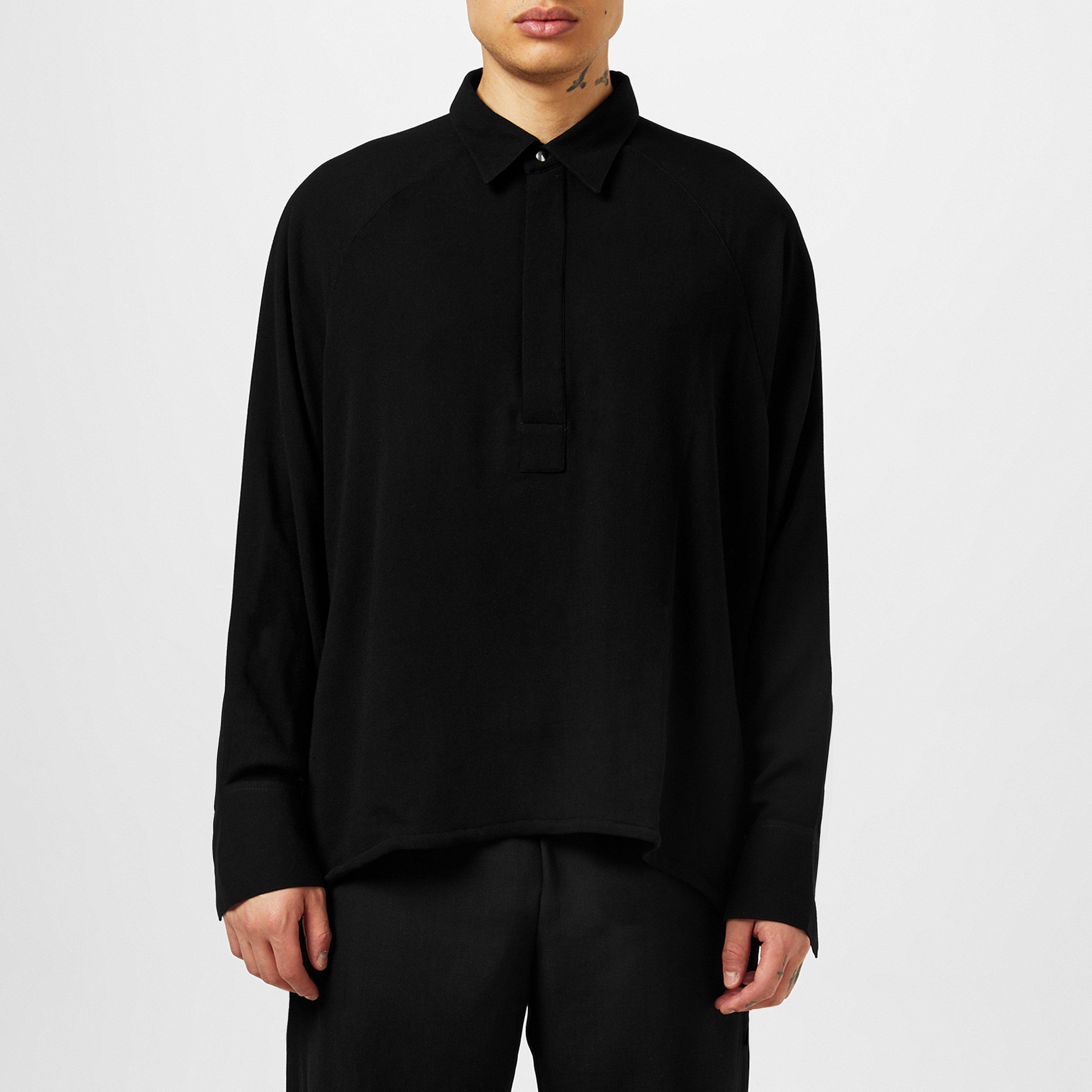 BLACK 001 - Ami Paris - Long Sleeve Polo Shirt - 3