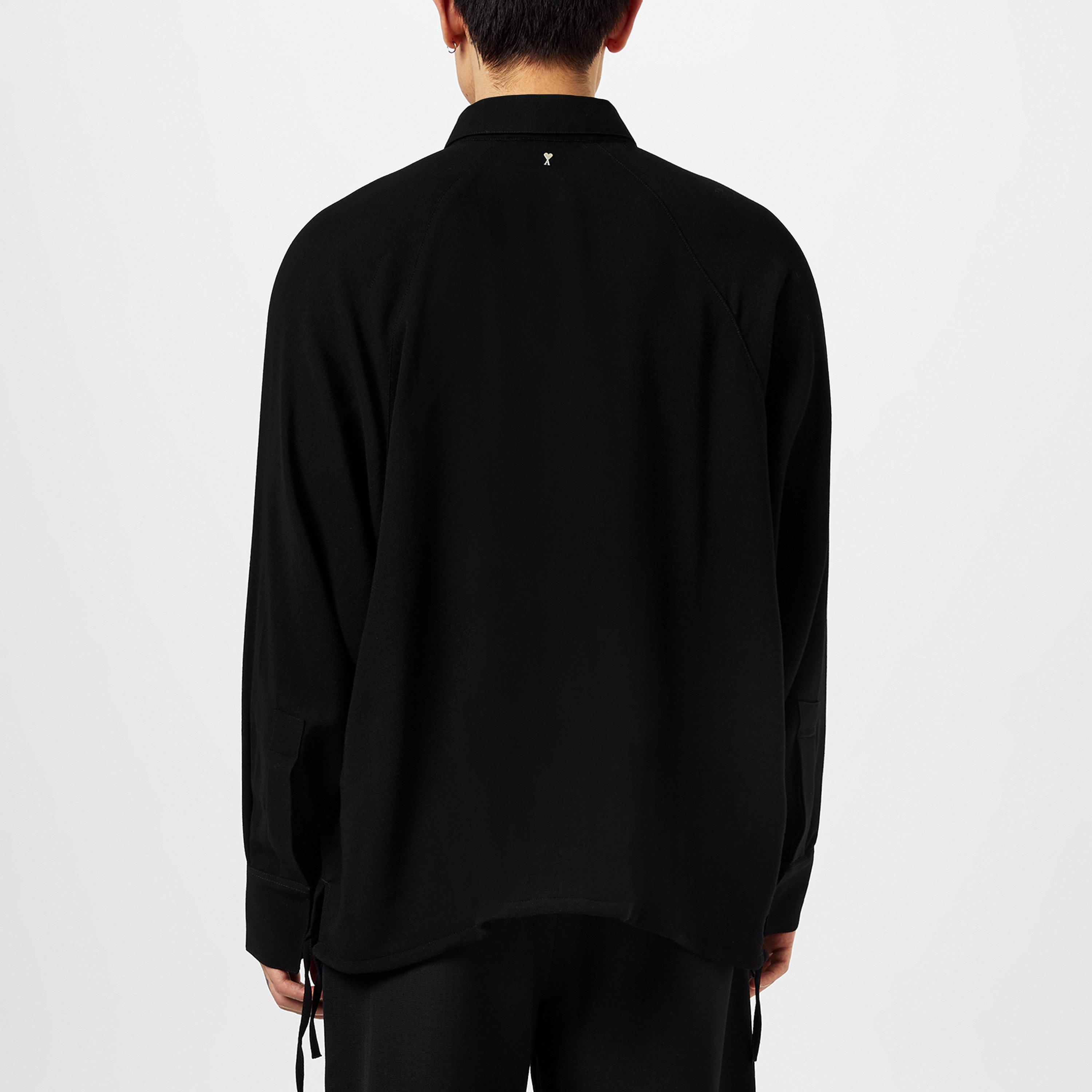BLACK 001 - Ami Paris - Long Sleeve Polo Shirt - 4