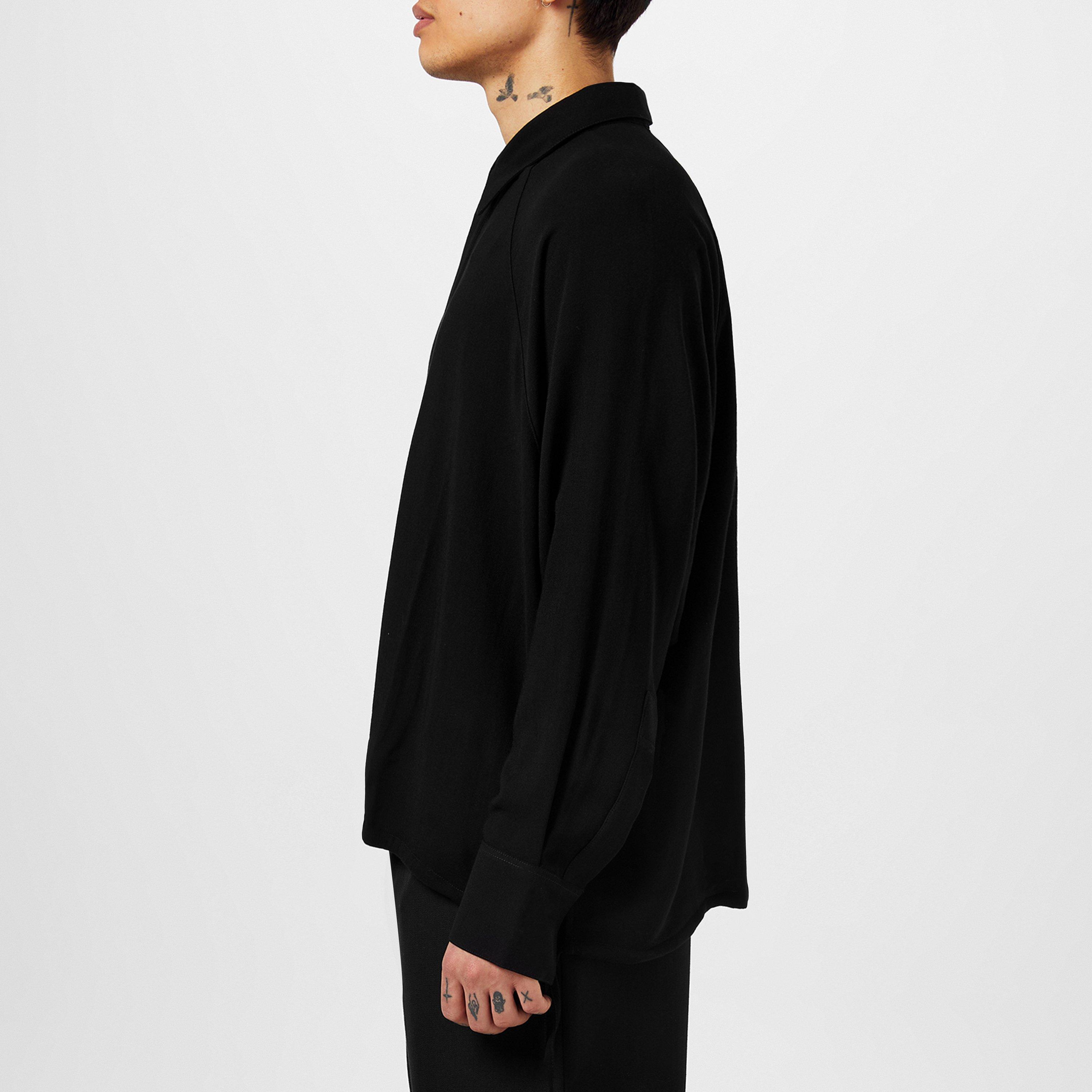 BLACK 001 - Ami Paris - Long Sleeve Polo Shirt - 5