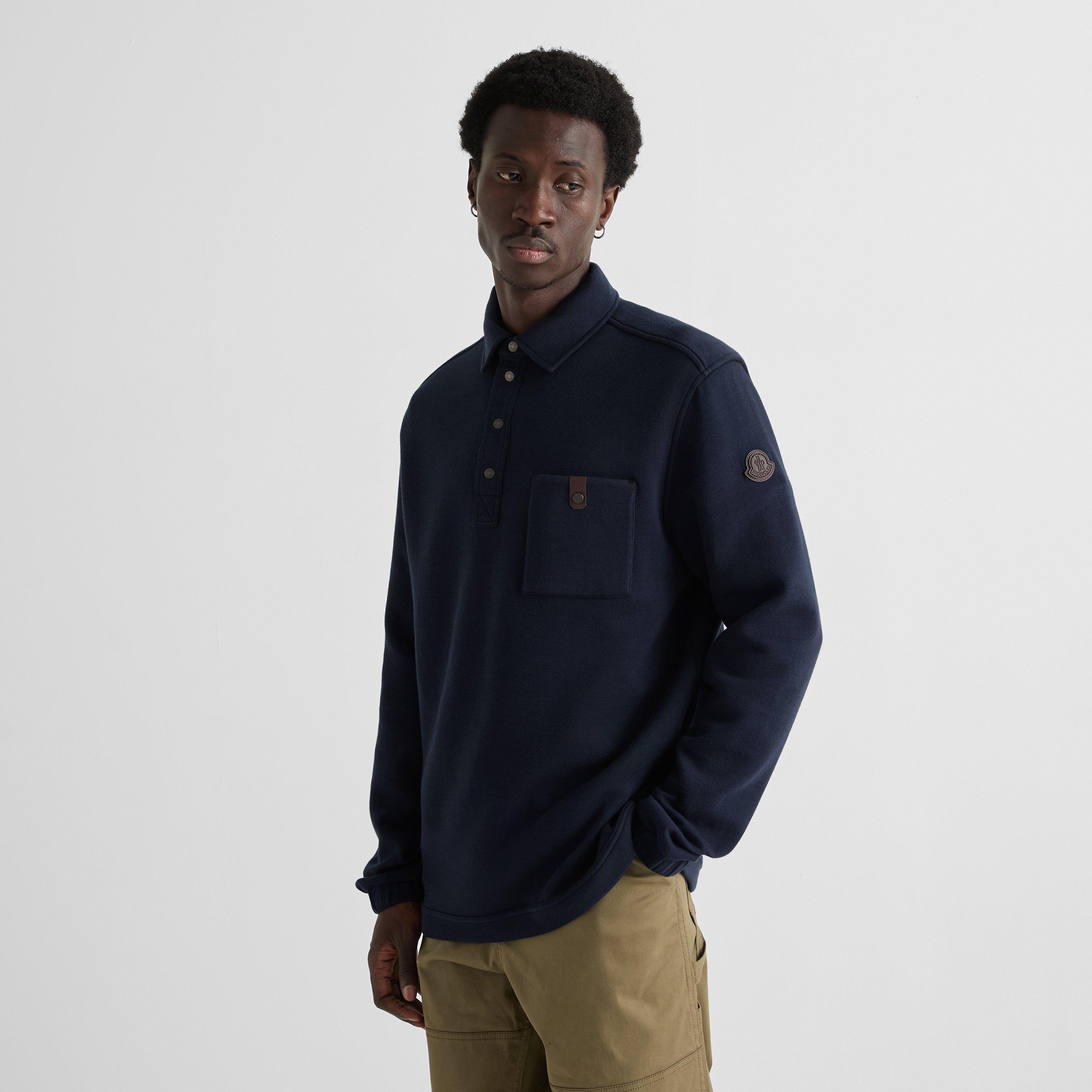 Navy 742 - Moncler - Men's Edit Long-Sleeve Cotton Polo Shirt - 3
