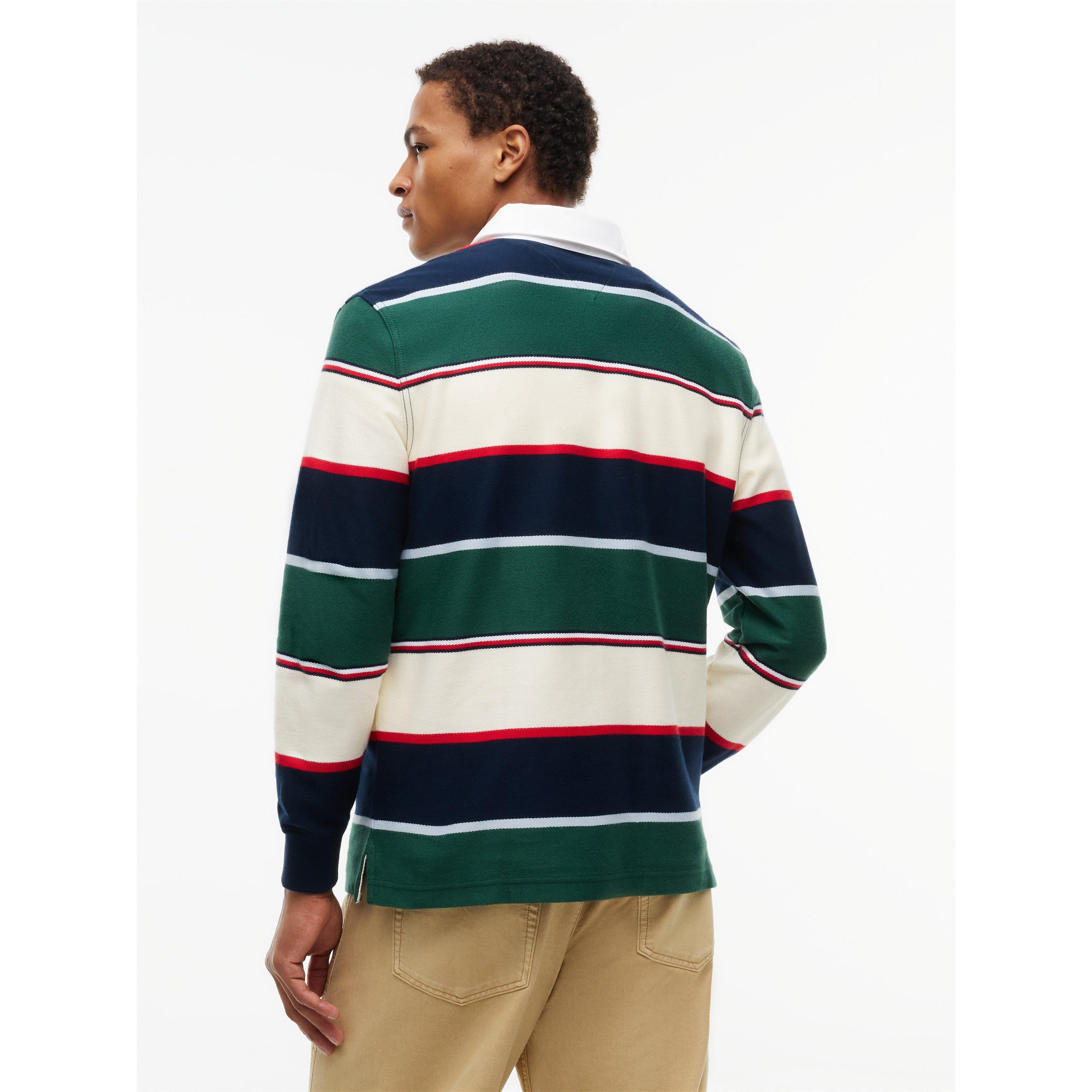 Vlvt Grn Strpe - Tommy Jeans - Men's Varsity Stripe Rugby Cotton Long-Sleeve Polo - 5