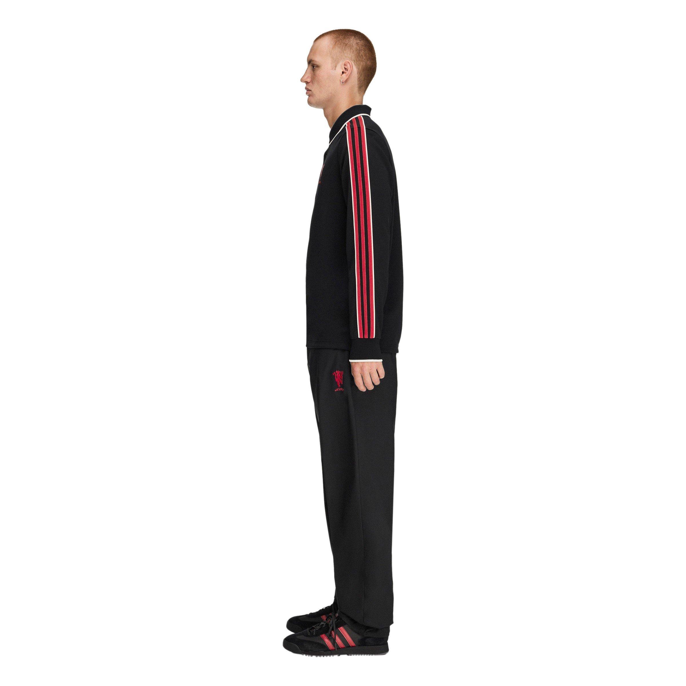 Black/Red - adidas - Men's Manchester United Long-Sleeve Cotton Polo Shirt - 5