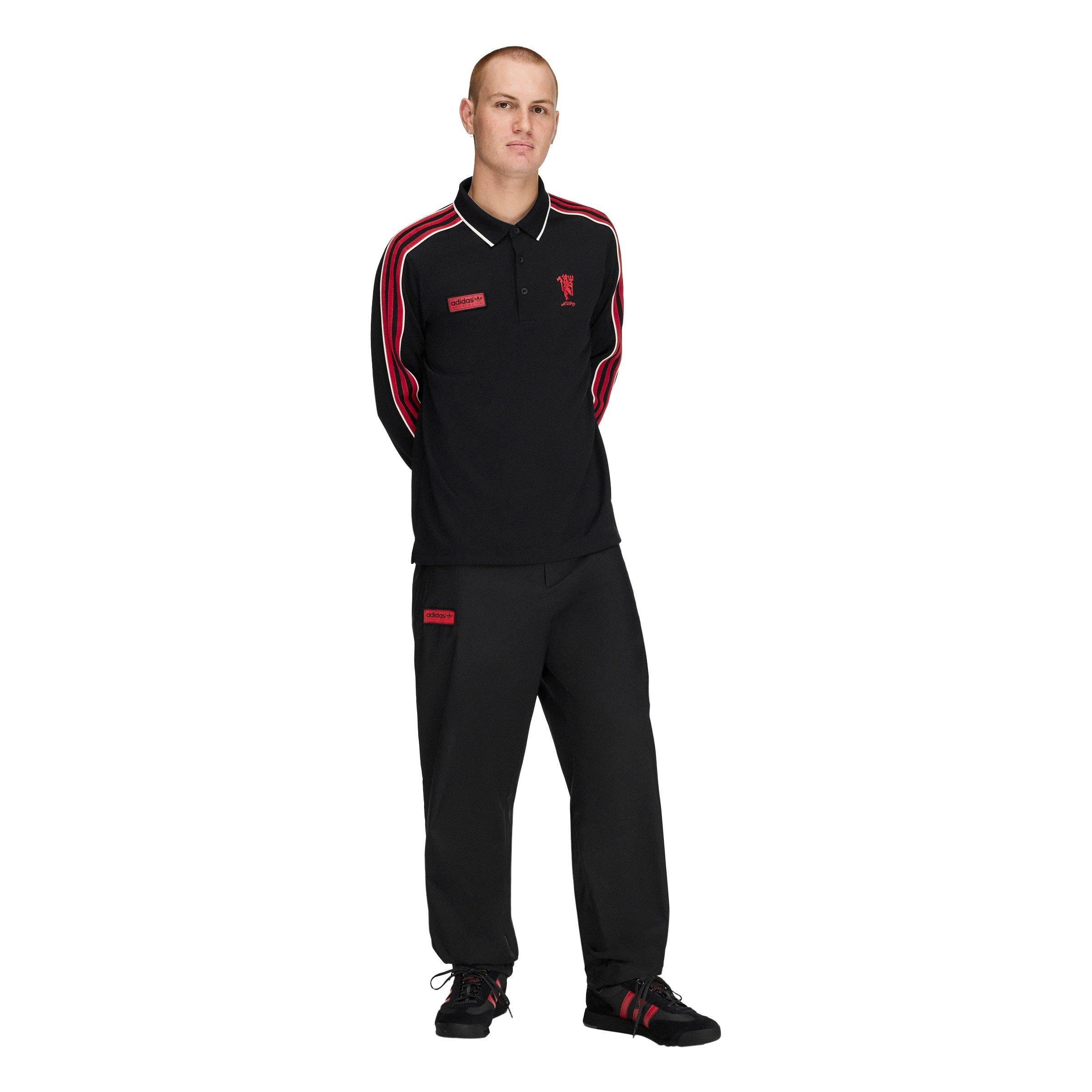 Black/Red - adidas - Men's Manchester United Long-Sleeve Cotton Polo Shirt - 7
