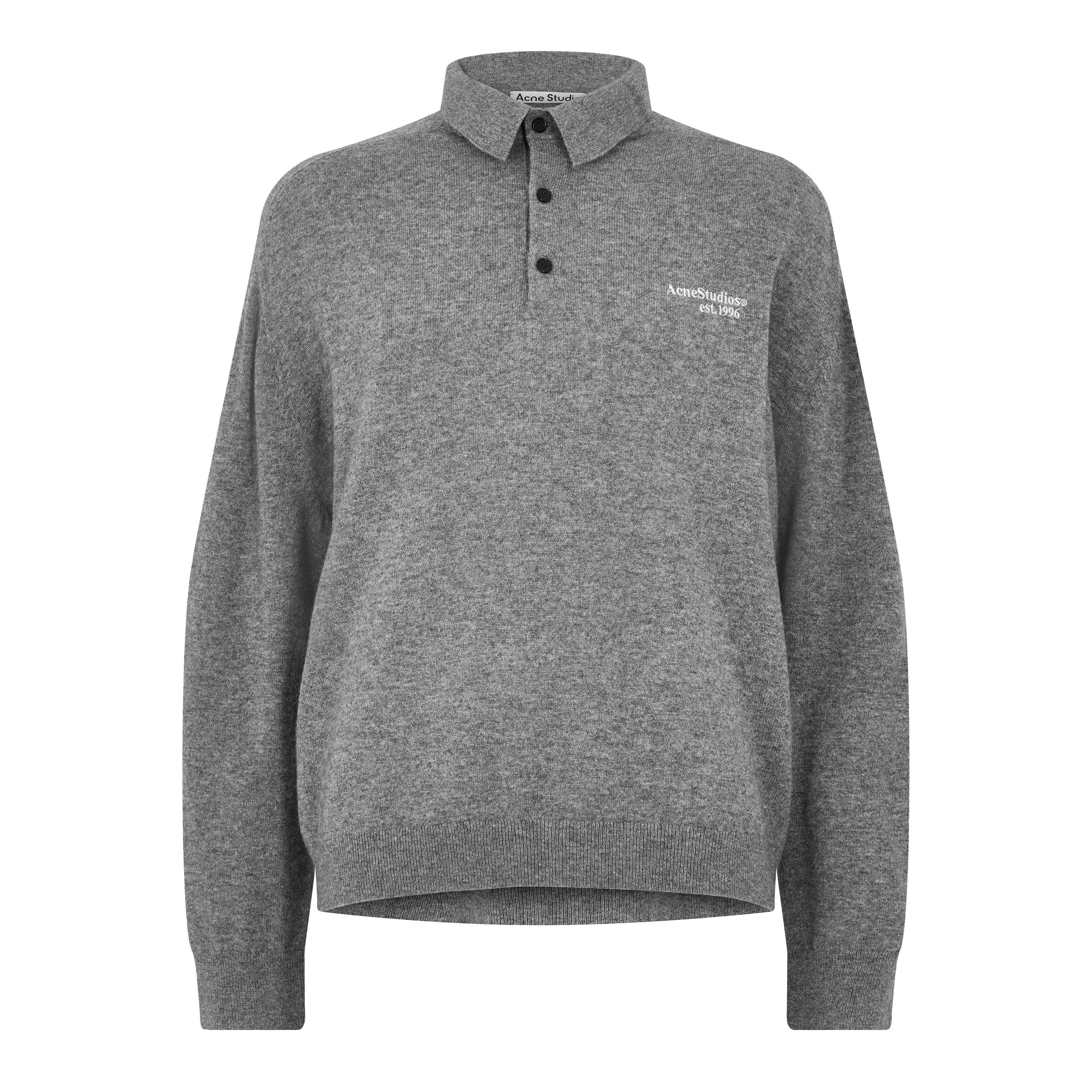 Acne Studios , Polo Shirts, Male, Gray, L, Wool Knit Polo - Image 2
