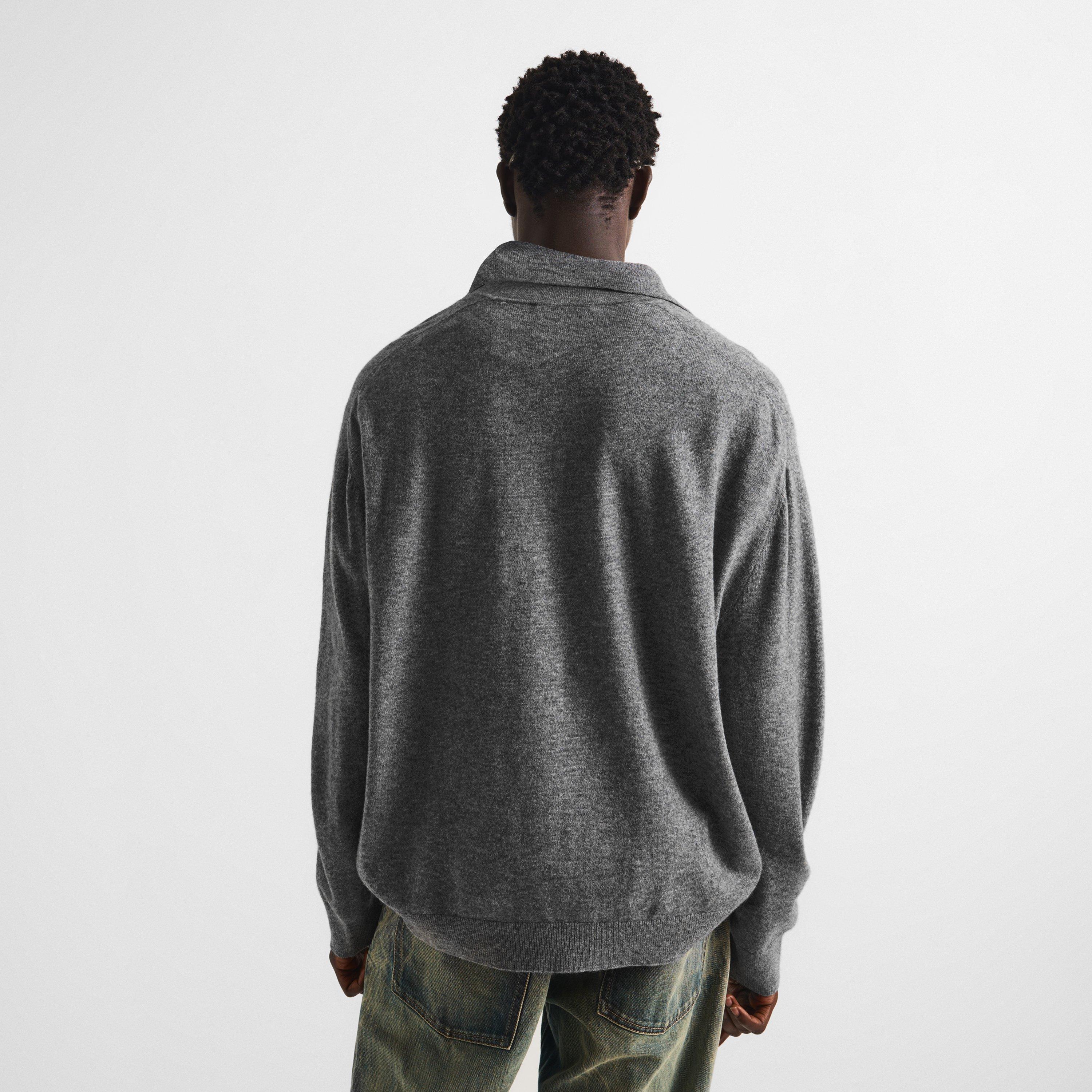 Grey - Acne Studios - Men's Kluxey Wool Long-Sleeve Polo Shirt - 4
