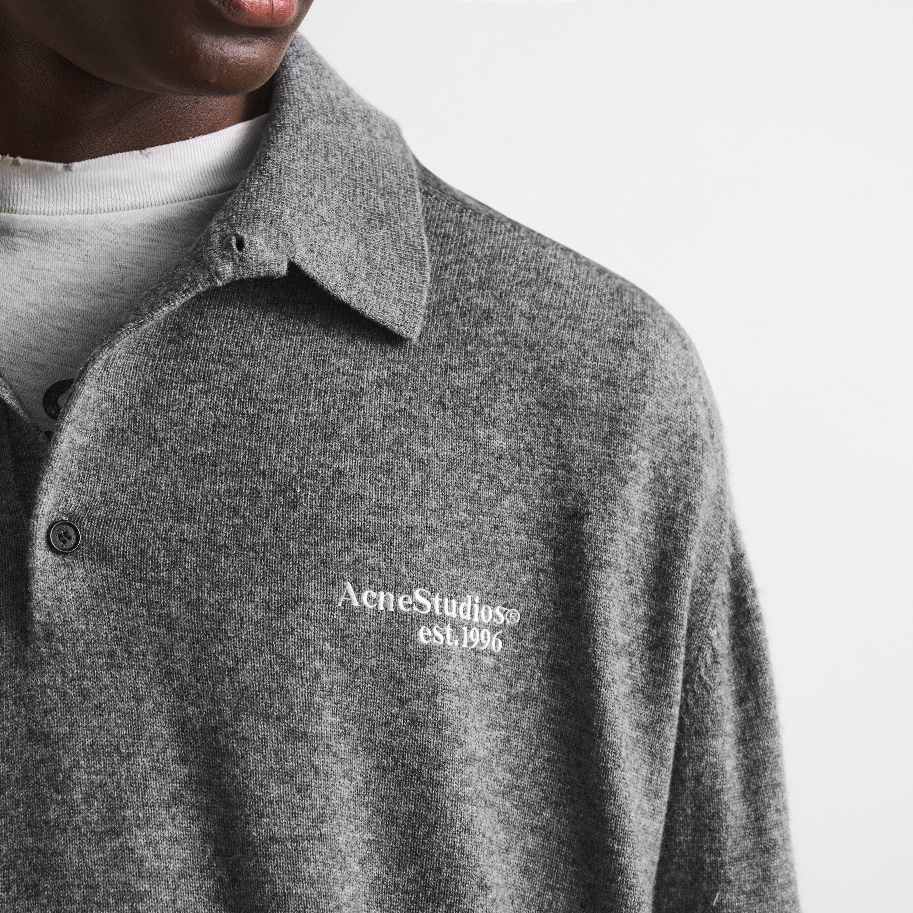 Grey - Acne Studios - Men's Kluxey Wool Long-Sleeve Polo Shirt - 5