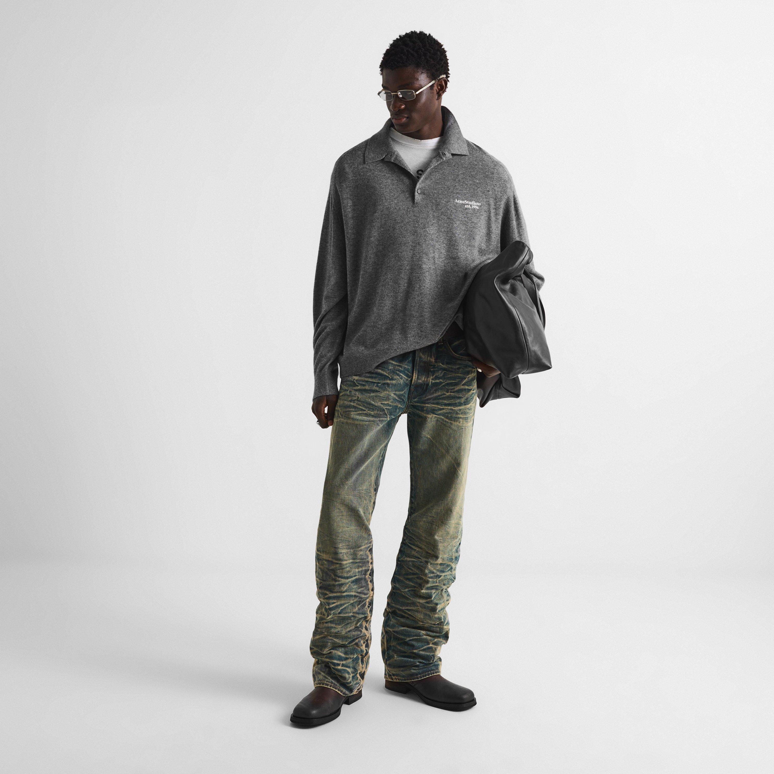 Grey - Acne Studios - Men's Kluxey Wool Long-Sleeve Polo Shirt - 6
