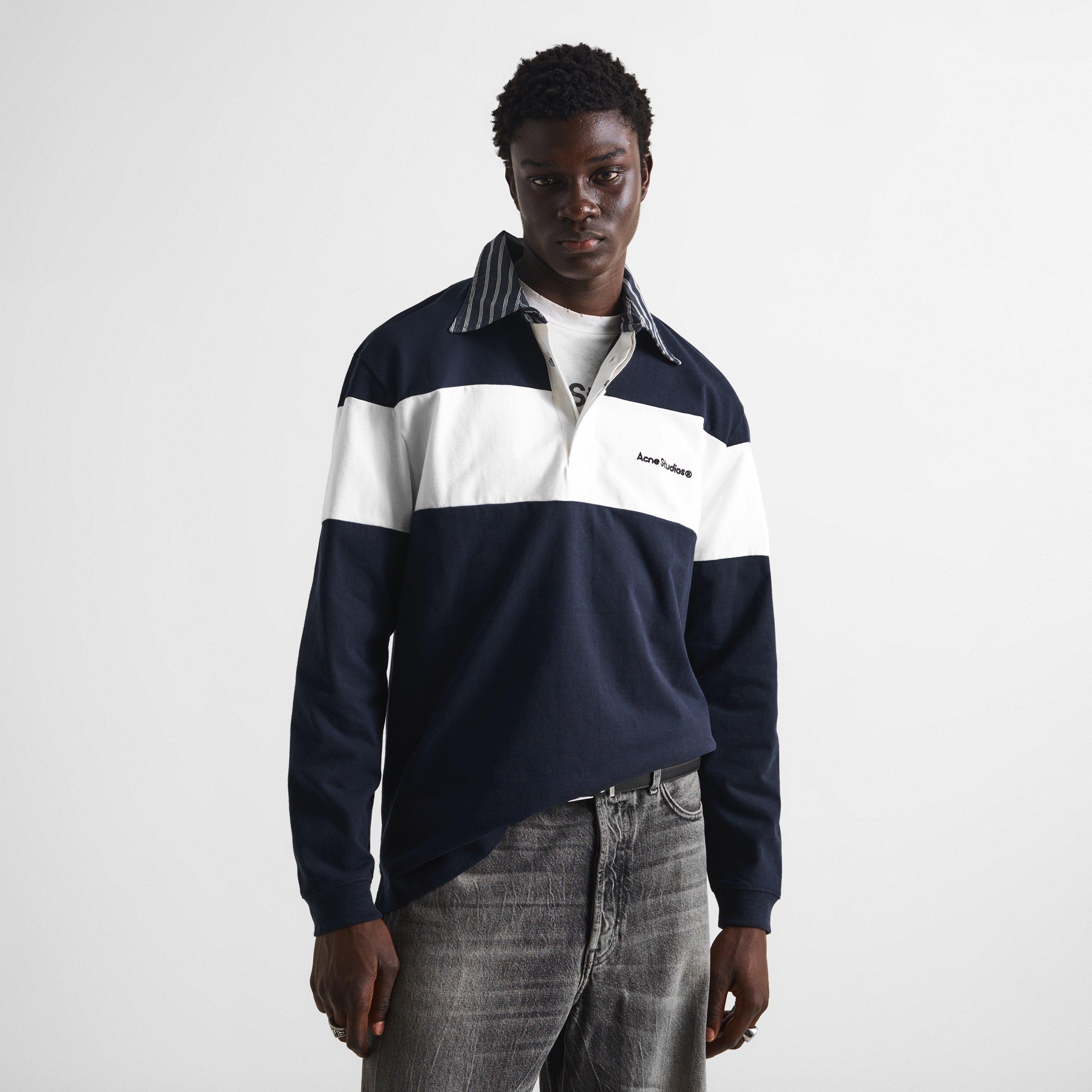 Navy/White - Acne Studios - Men's Erbero Polo Cotton - 3