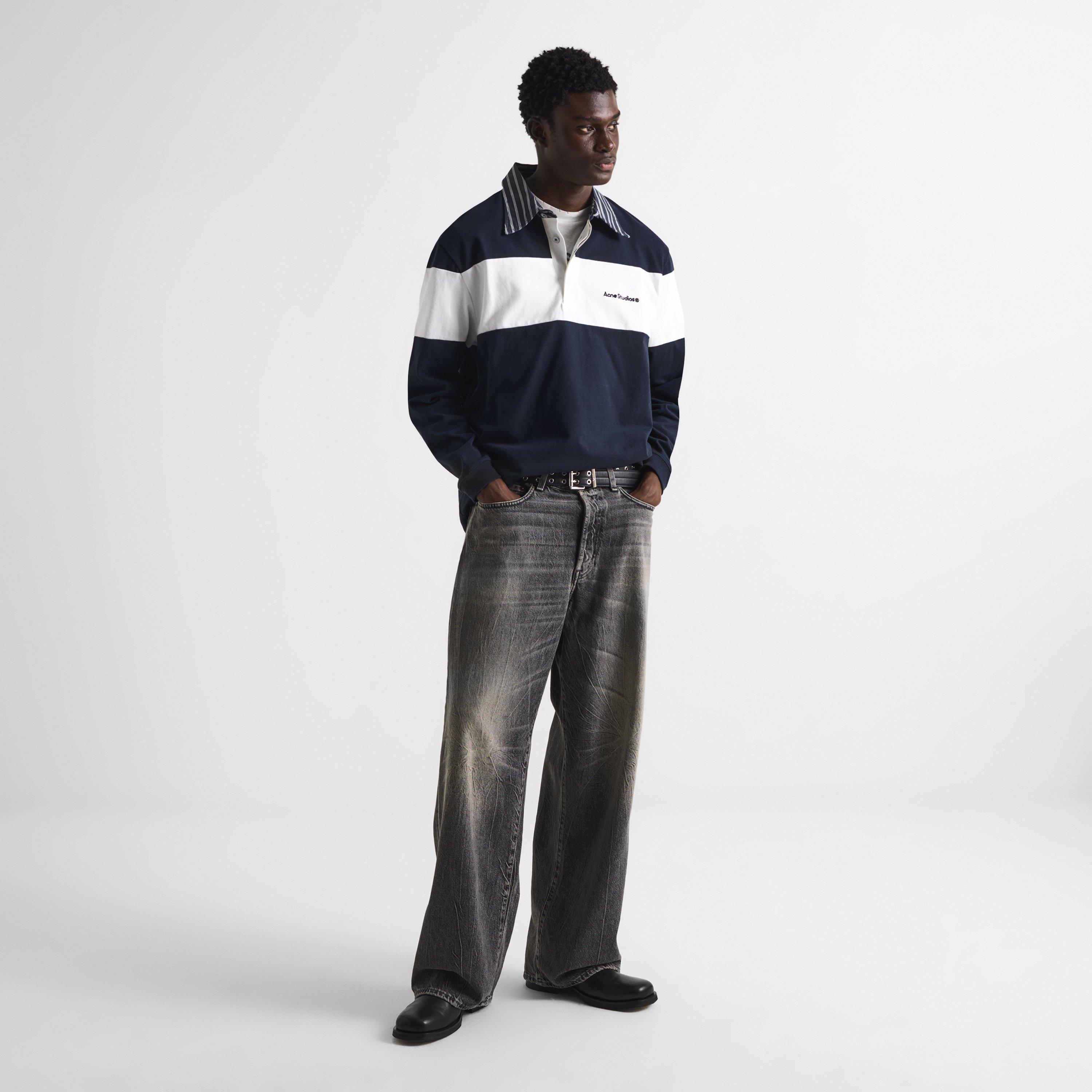 Navy/White - Acne Studios - Men's Erbero Polo Cotton - 6