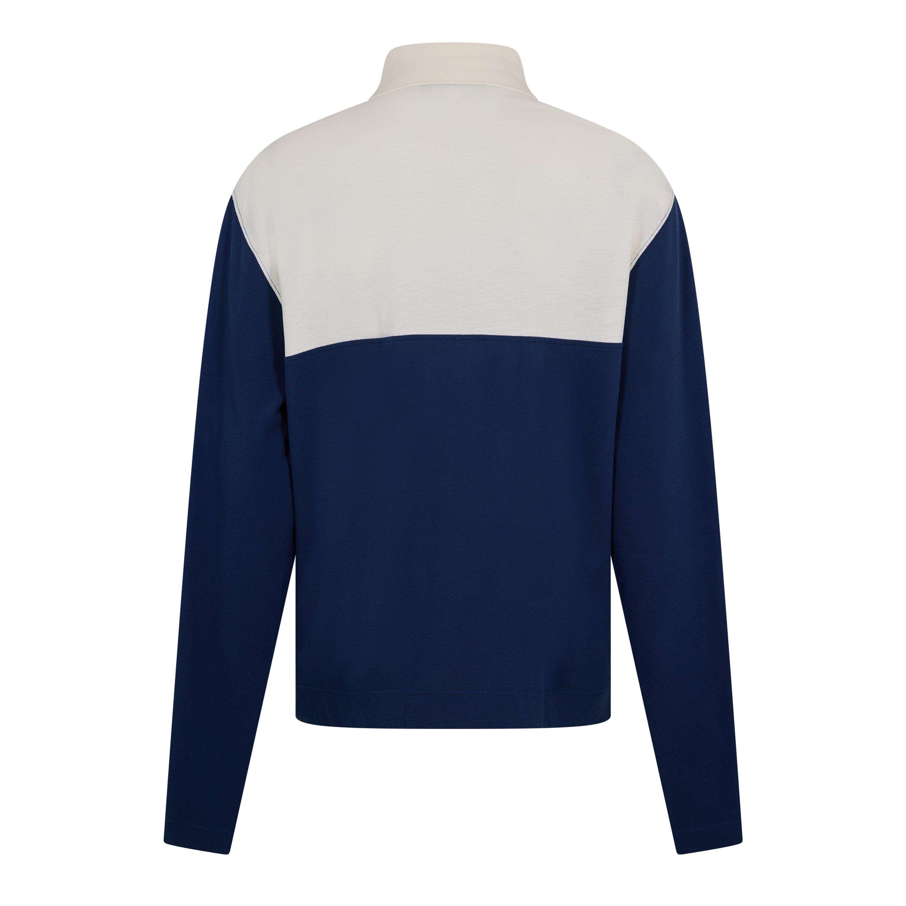 White/Navy - Ami Paris - Men's Logo Long Sleeve Polo Shirt - 2