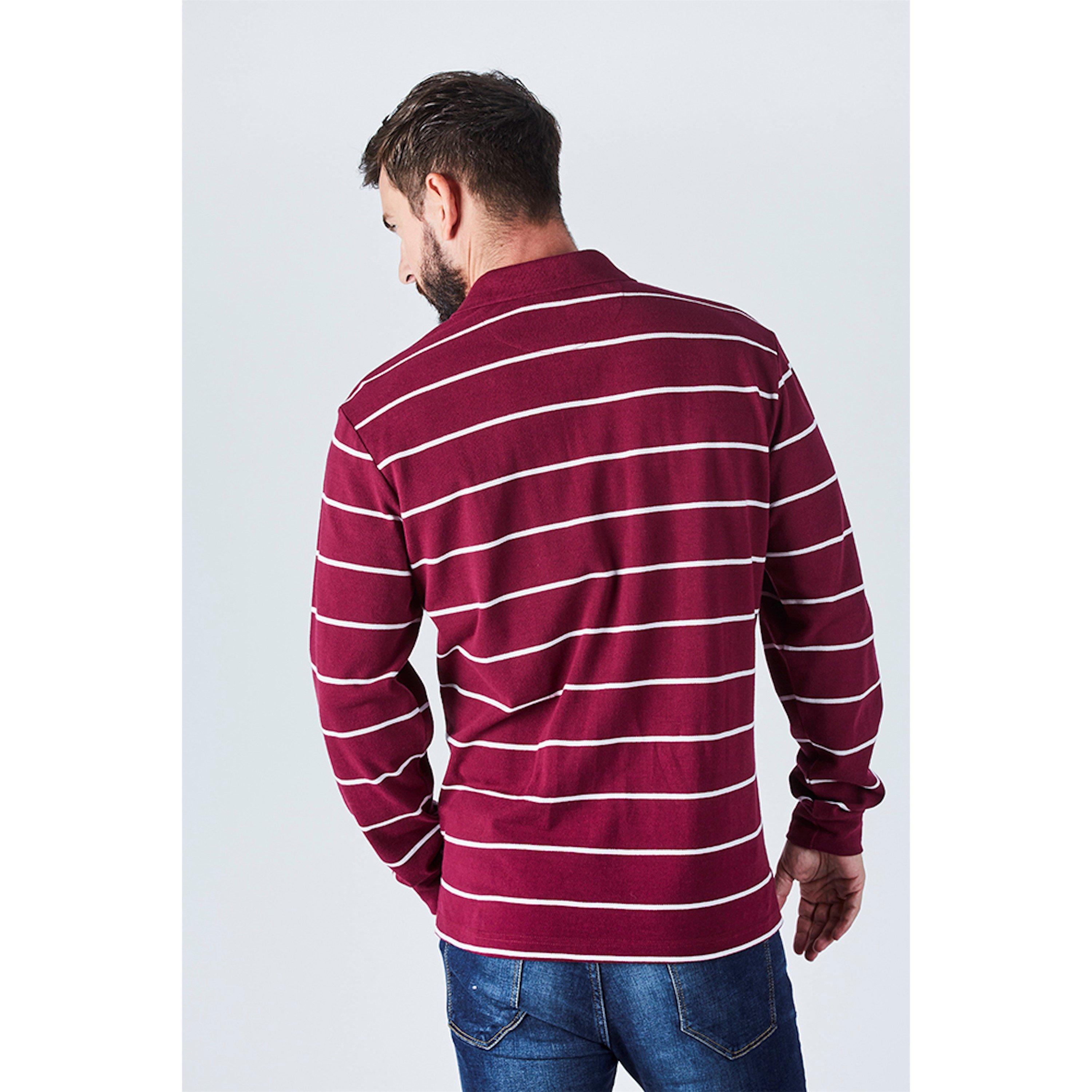 Wine/White - Harvey and Jones - HJ Striped Polo Shirt Mens - 2