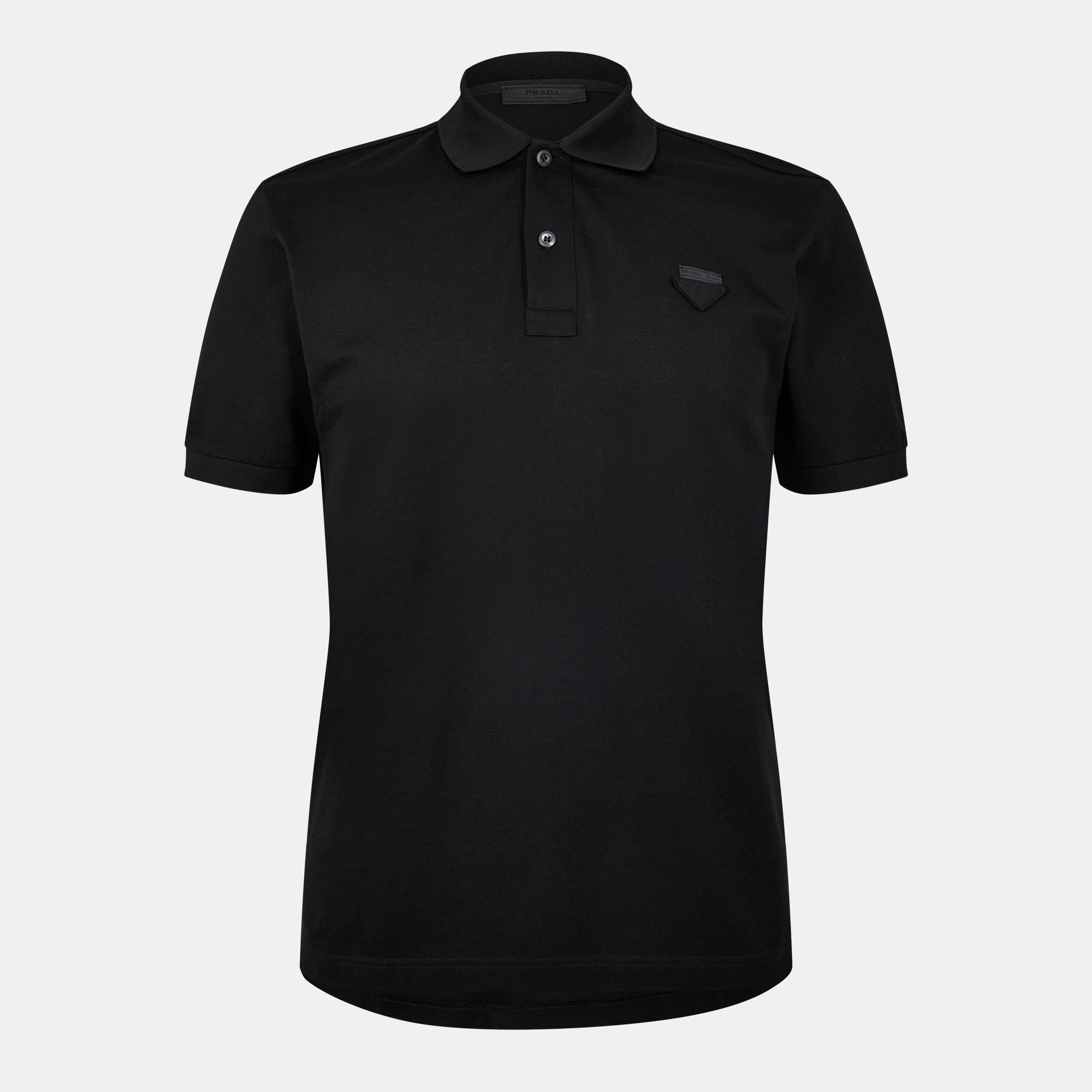 Nero - Prada - Men'S Logo Cotton Pique Polo Shirt - 1