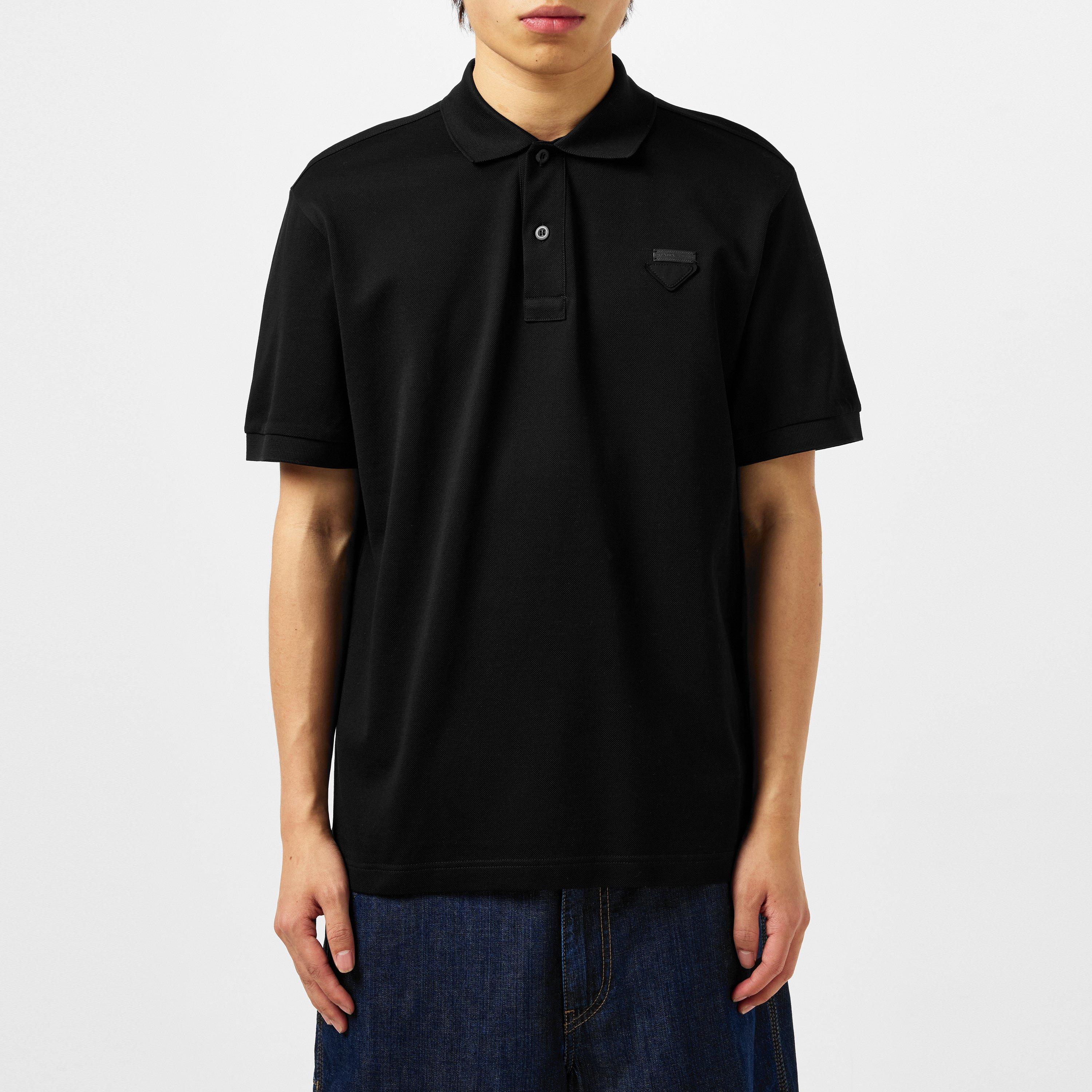 Nero - Prada - Men'S Logo Cotton Pique Polo Shirt - 3