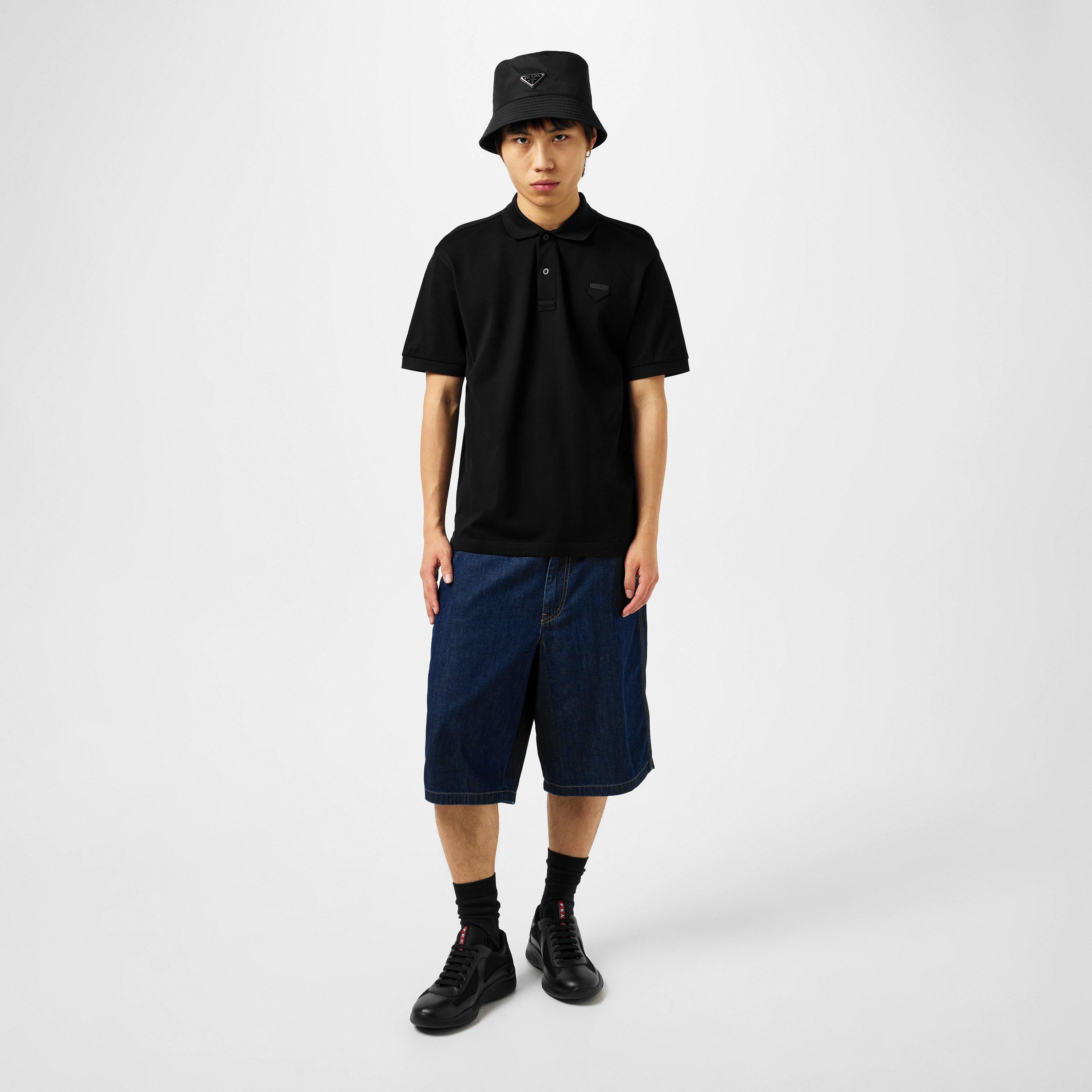 Nero - Prada - Men'S Logo Cotton Pique Polo Shirt - 5