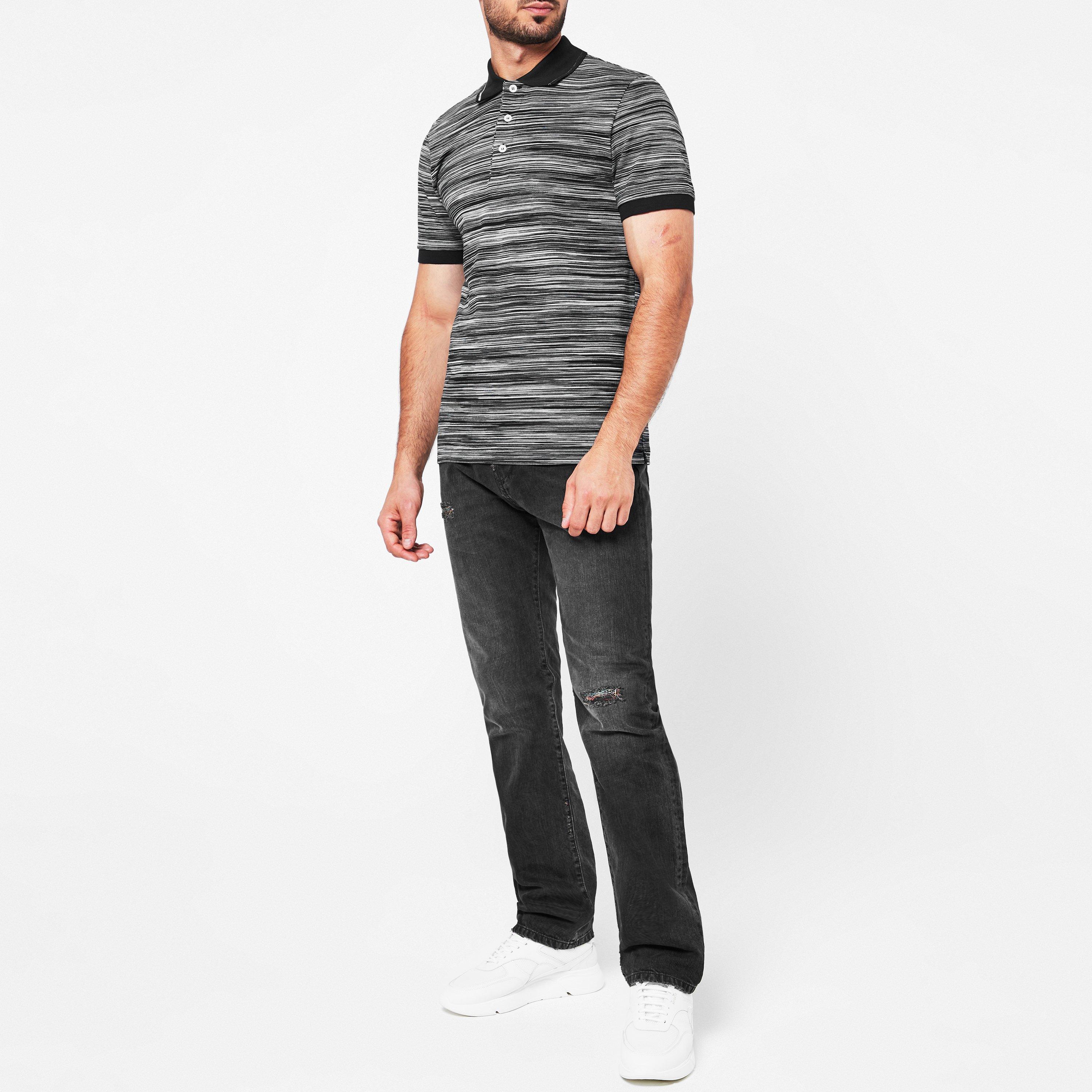 Black F901B - Missoni - Short Sleeve Tipped Polo Shirt - 5