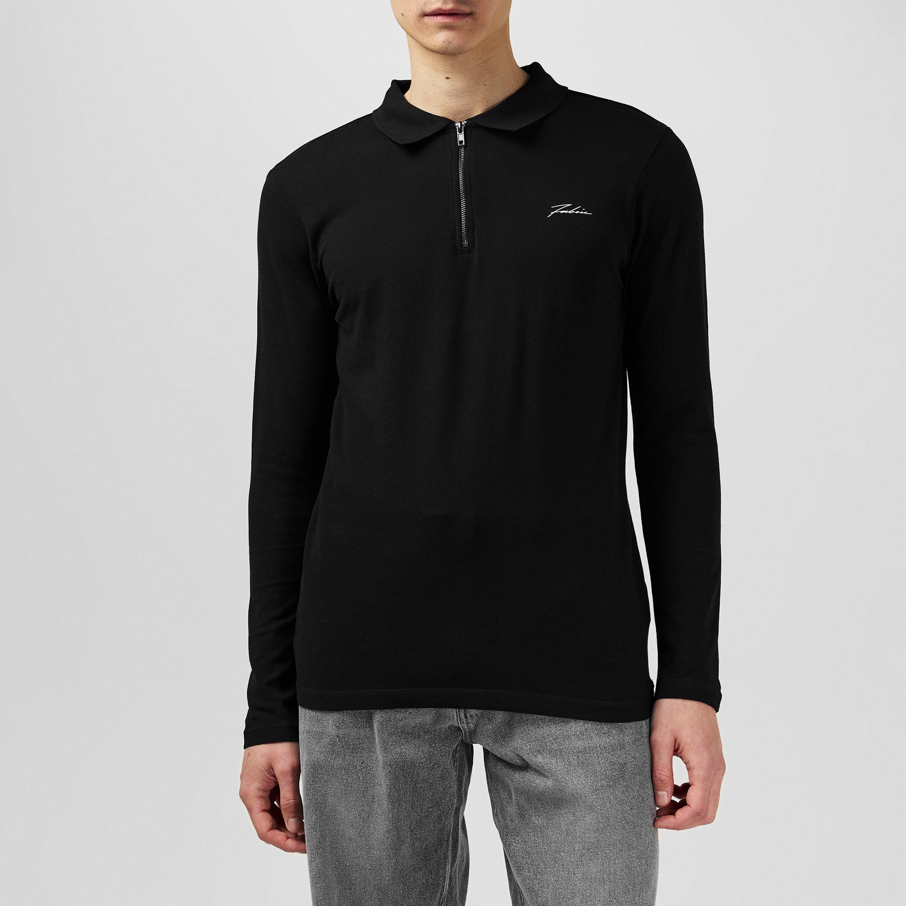 Black/Grey - Fabric - 2-Pack Long Sleeve Polo - 2