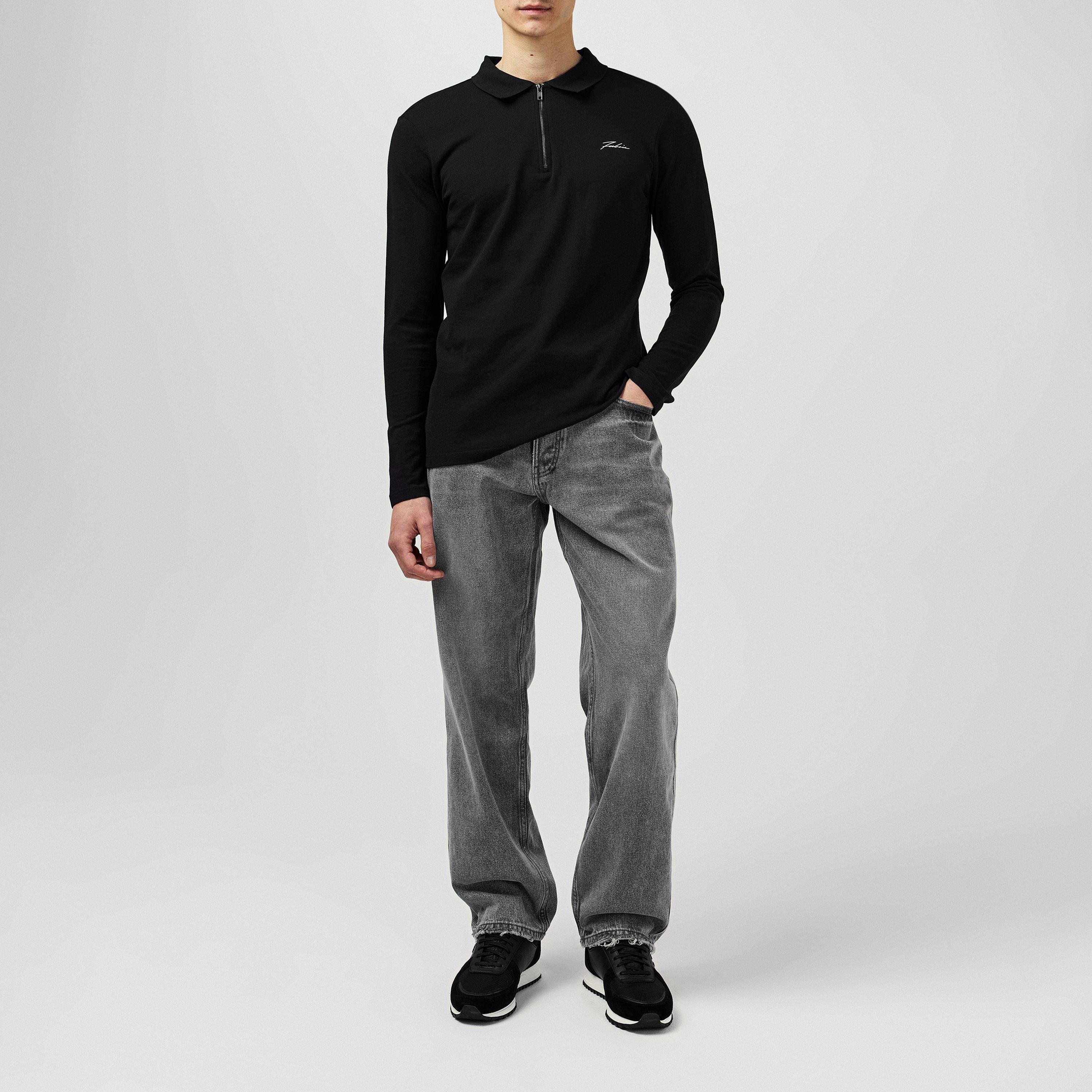 Black/Grey - Fabric - 2-Pack Long Sleeve Polo - 6