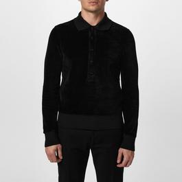 Tom Ford Velour Long Sleeve Polo Shirt