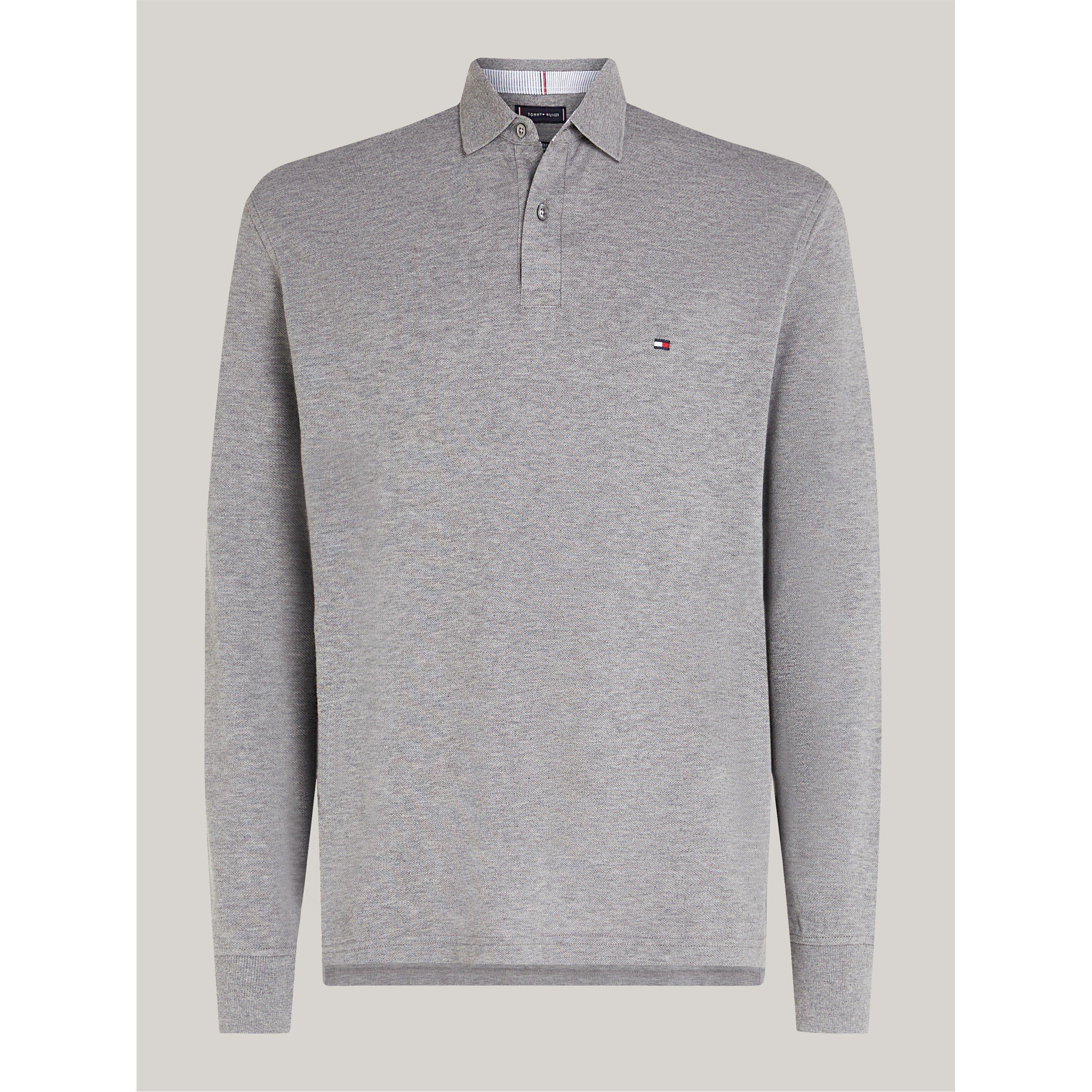 Tommy Hilfiger Men's 1985 Long Sleeve Polo Shirt - Medium Grey P91 - 2XL