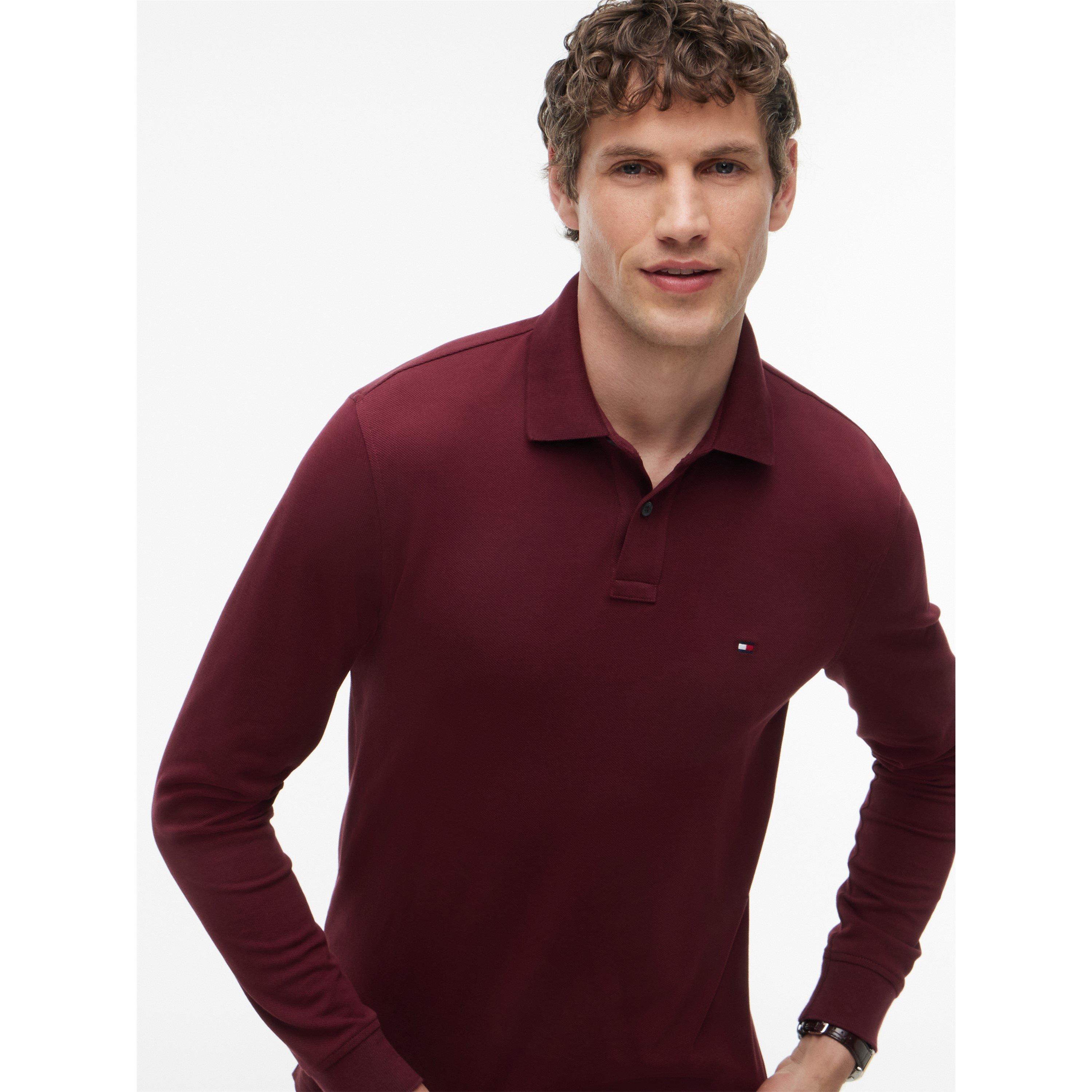 Burgundy - Tommy Hilfiger - 1985 Long Sleeve Polo Shirt - 3