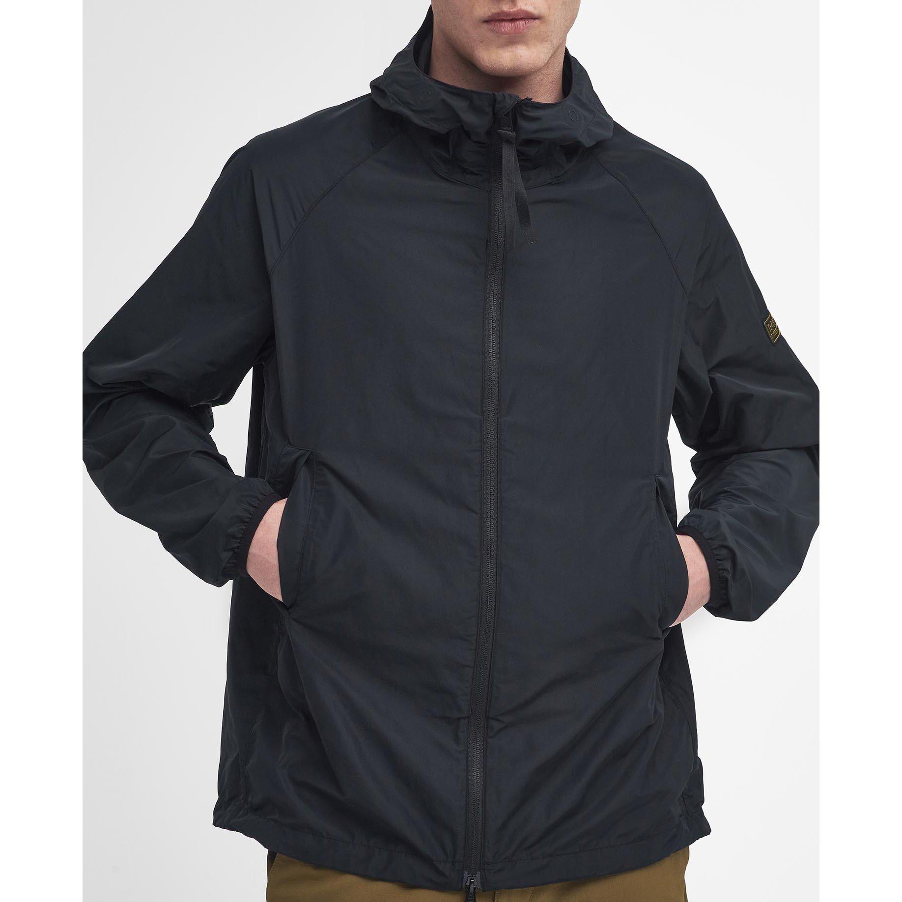 Black BK11 - Barbour International - Porter Showerproof Hooded Long Sleeve Rain Anorak - 5