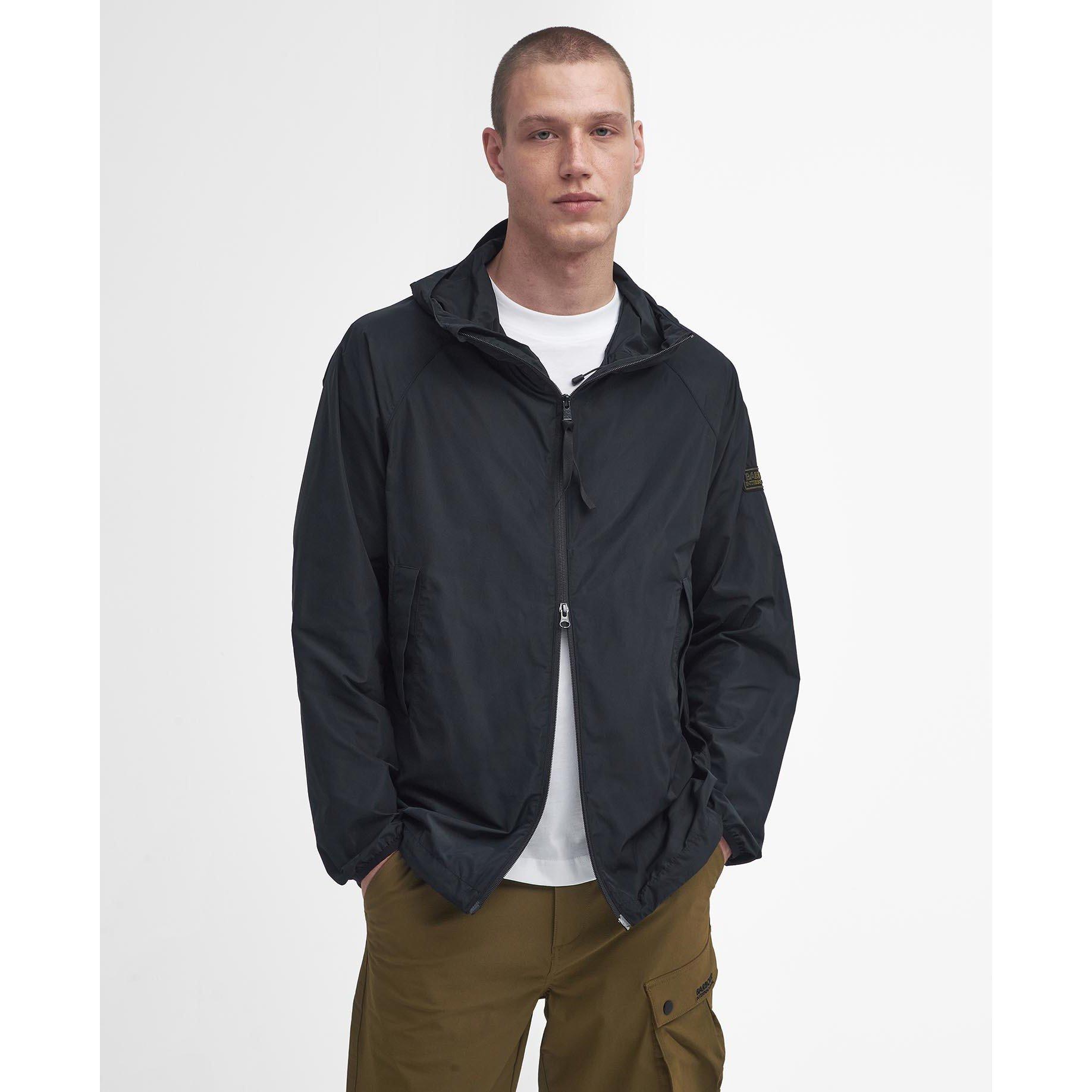 Black BK11 - Barbour International - Men's Porter Showerproof Hooded Long Sleeve Rain Anorak - 2