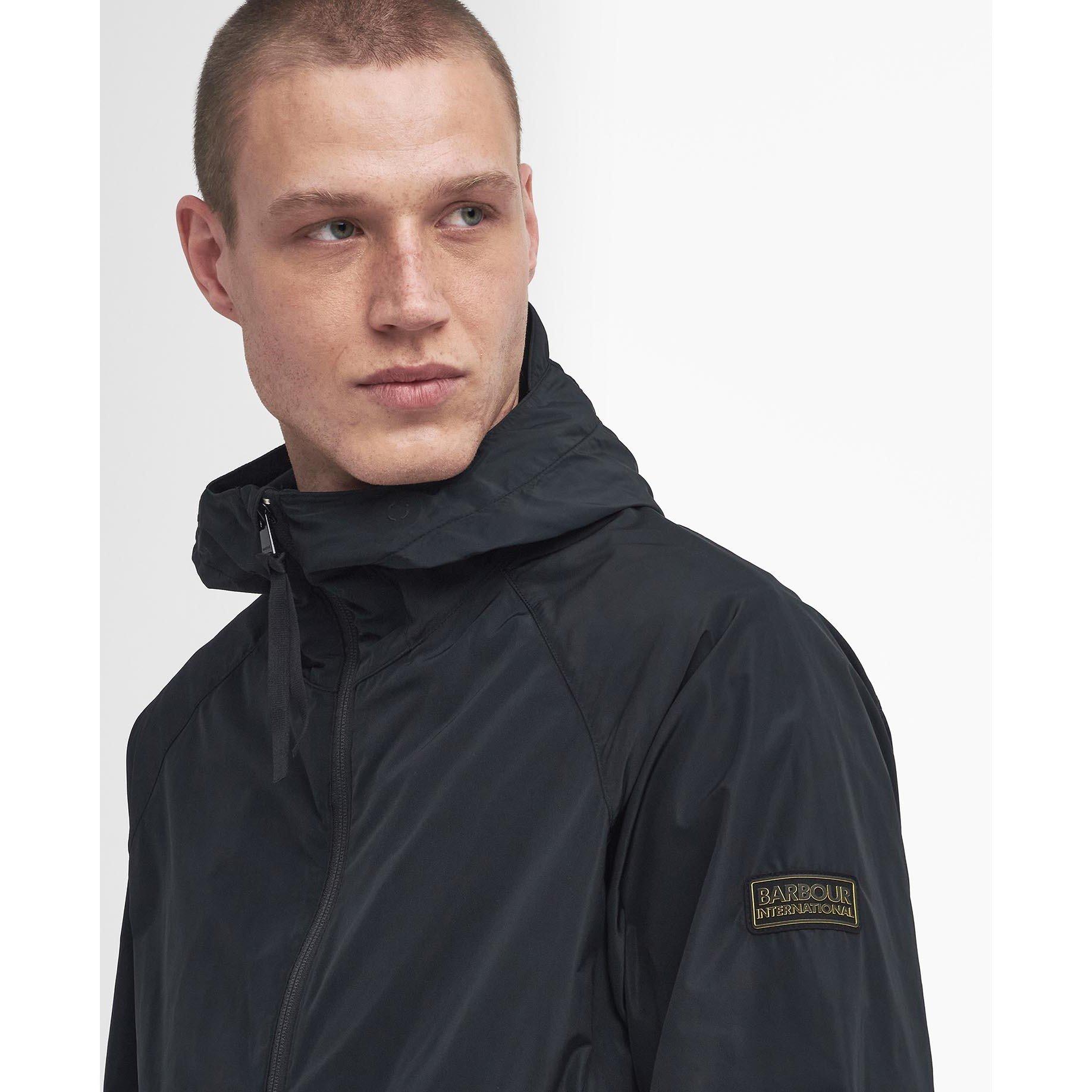 Black BK11 - Barbour International - Men's Porter Showerproof Hooded Long Sleeve Rain Anorak - 4