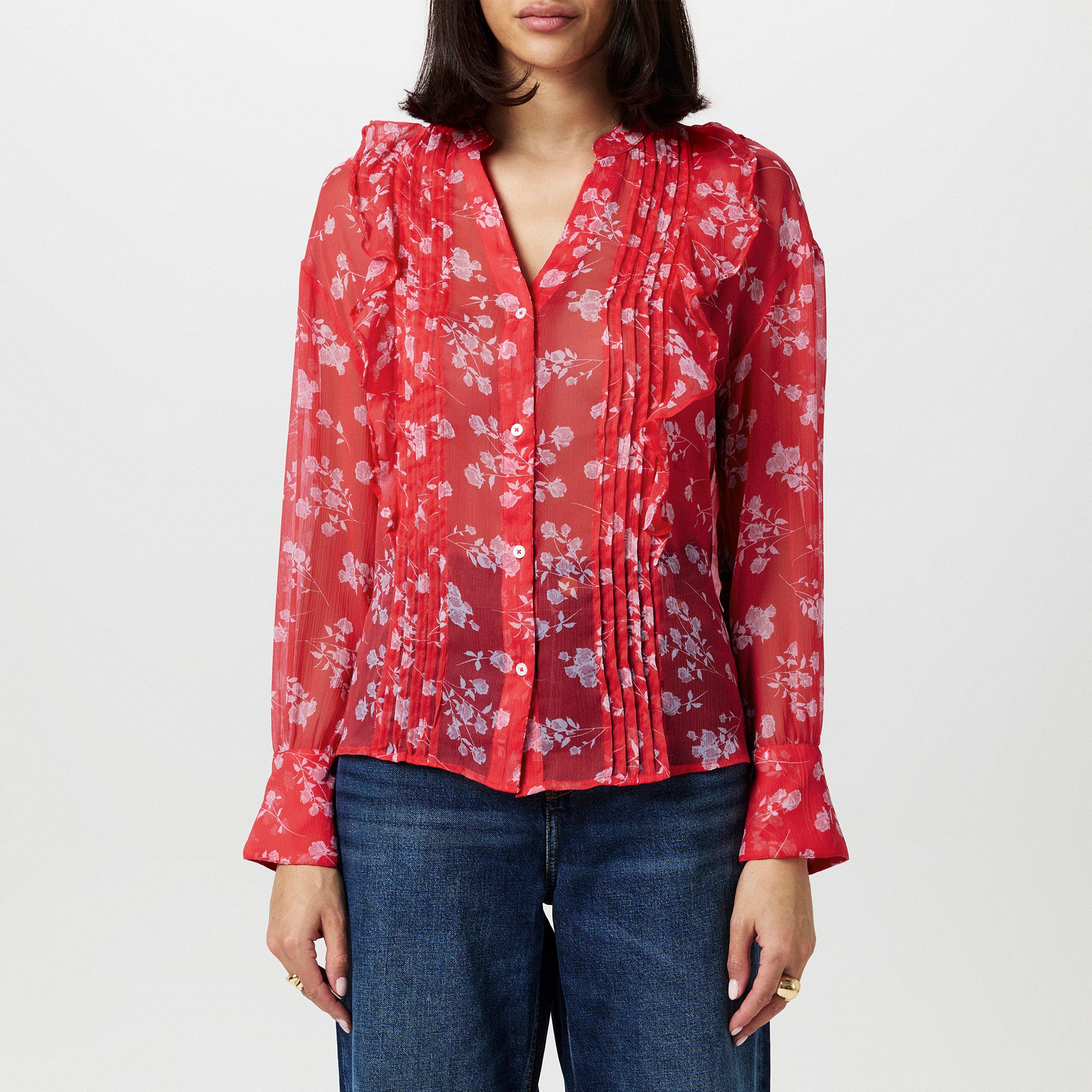French Connection Women's Alesandra Long Sleeve Blouse - Cayenne Red - 8 (XS)