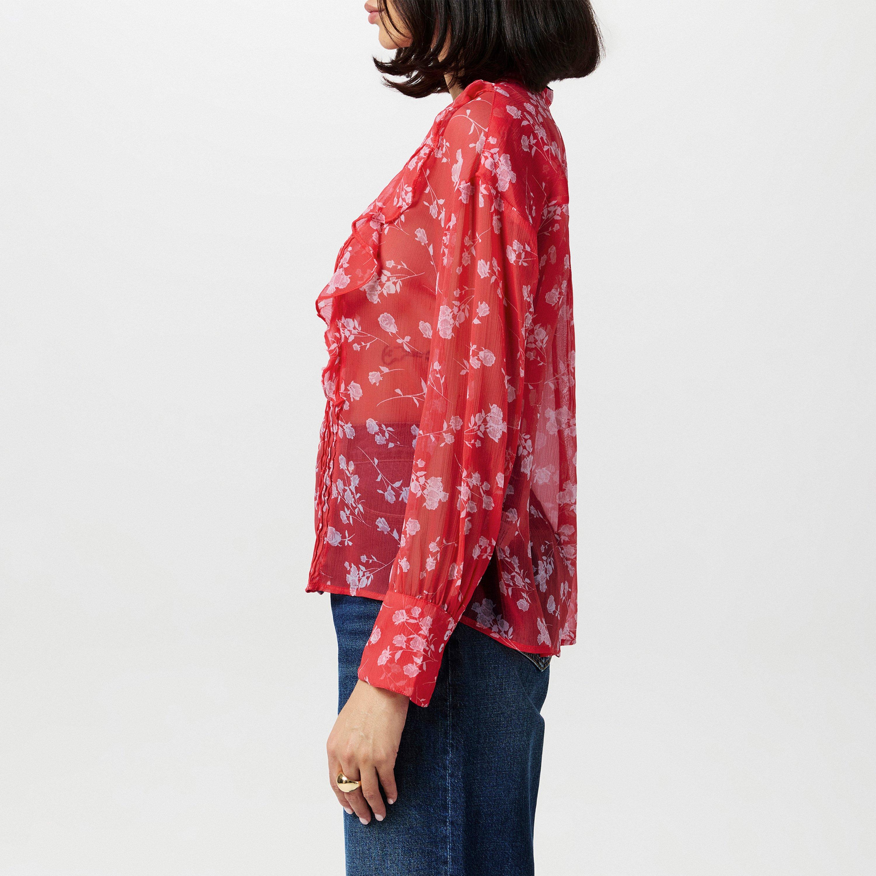 Cayenne Red - French Connection - Women's Alesandra Long-Sleeve Blouse - 2