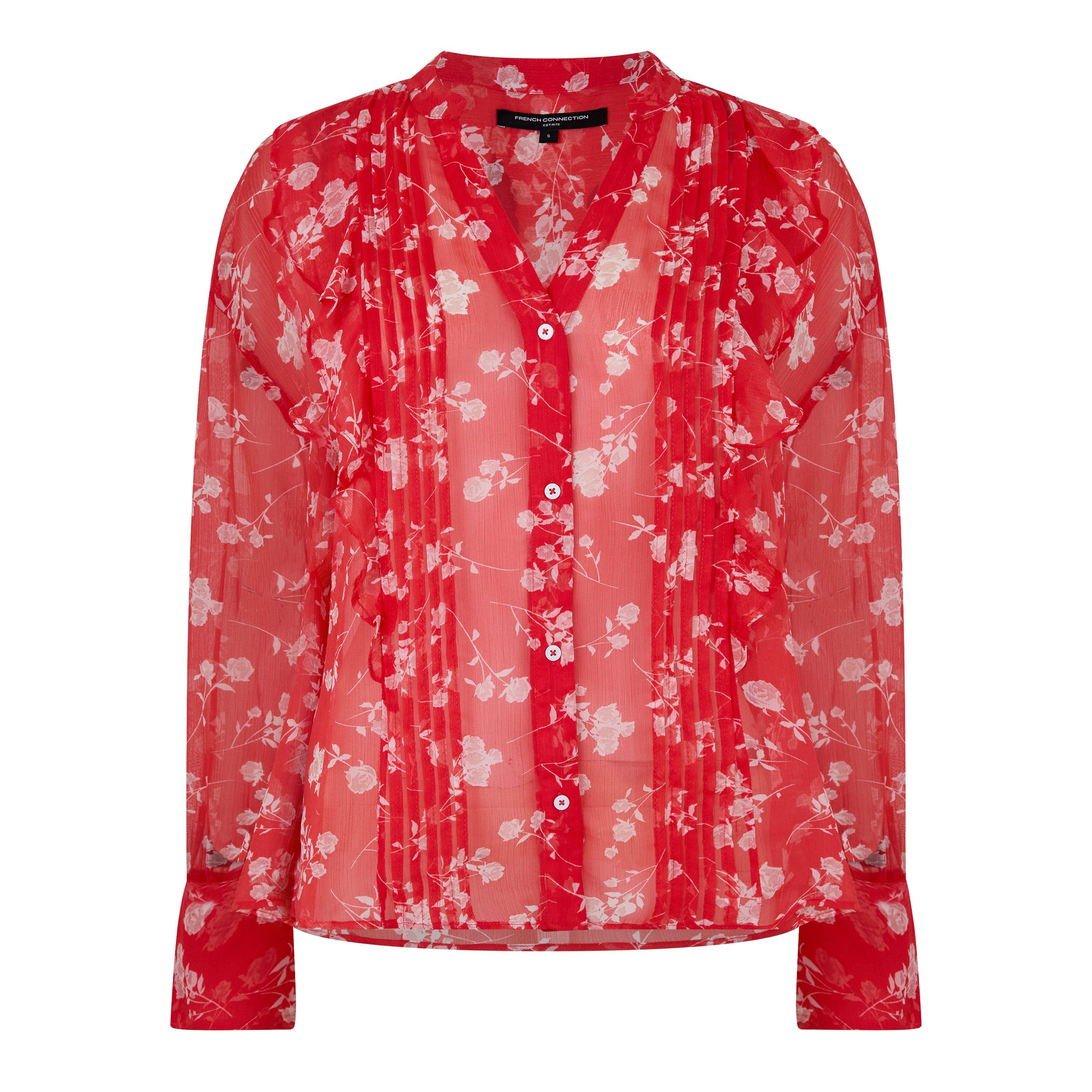 Cayenne Red - French Connection - Women's Alesandra Long-Sleeve Blouse - 5