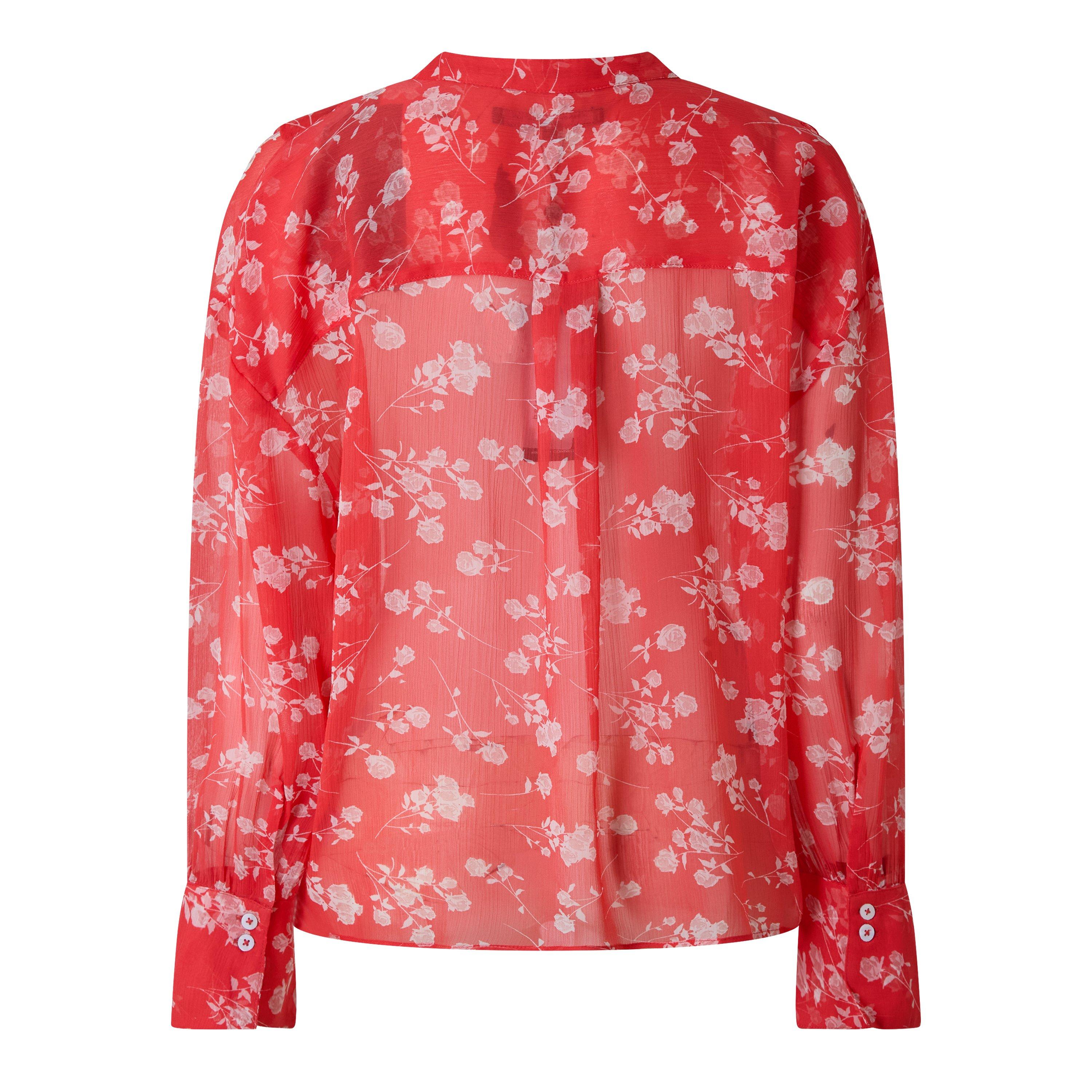 Cayenne Red - French Connection - Women's Alesandra Long-Sleeve Blouse - 6