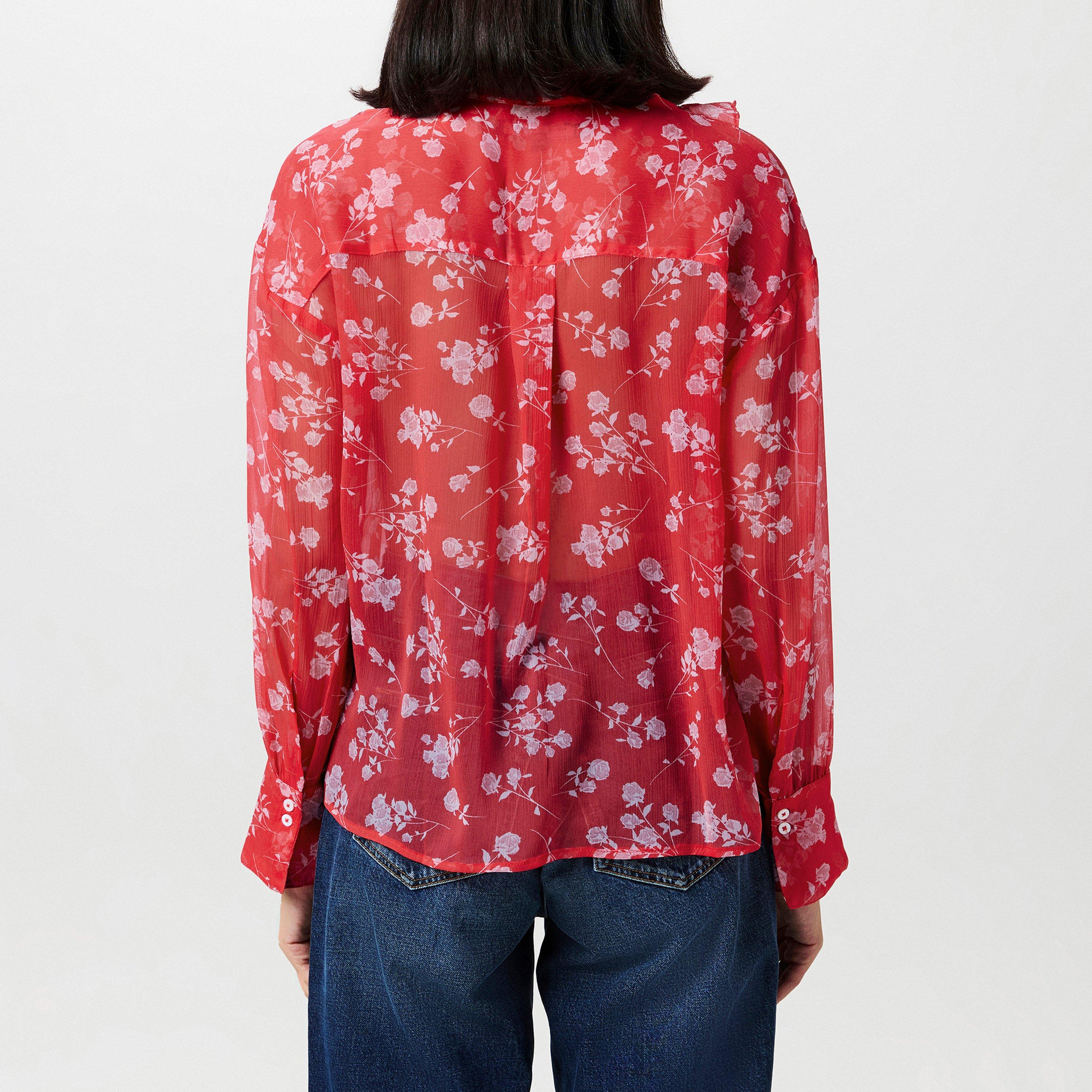 Cayenne Red - French Connection - Women's Alesandra Long-Sleeve Blouse - 3