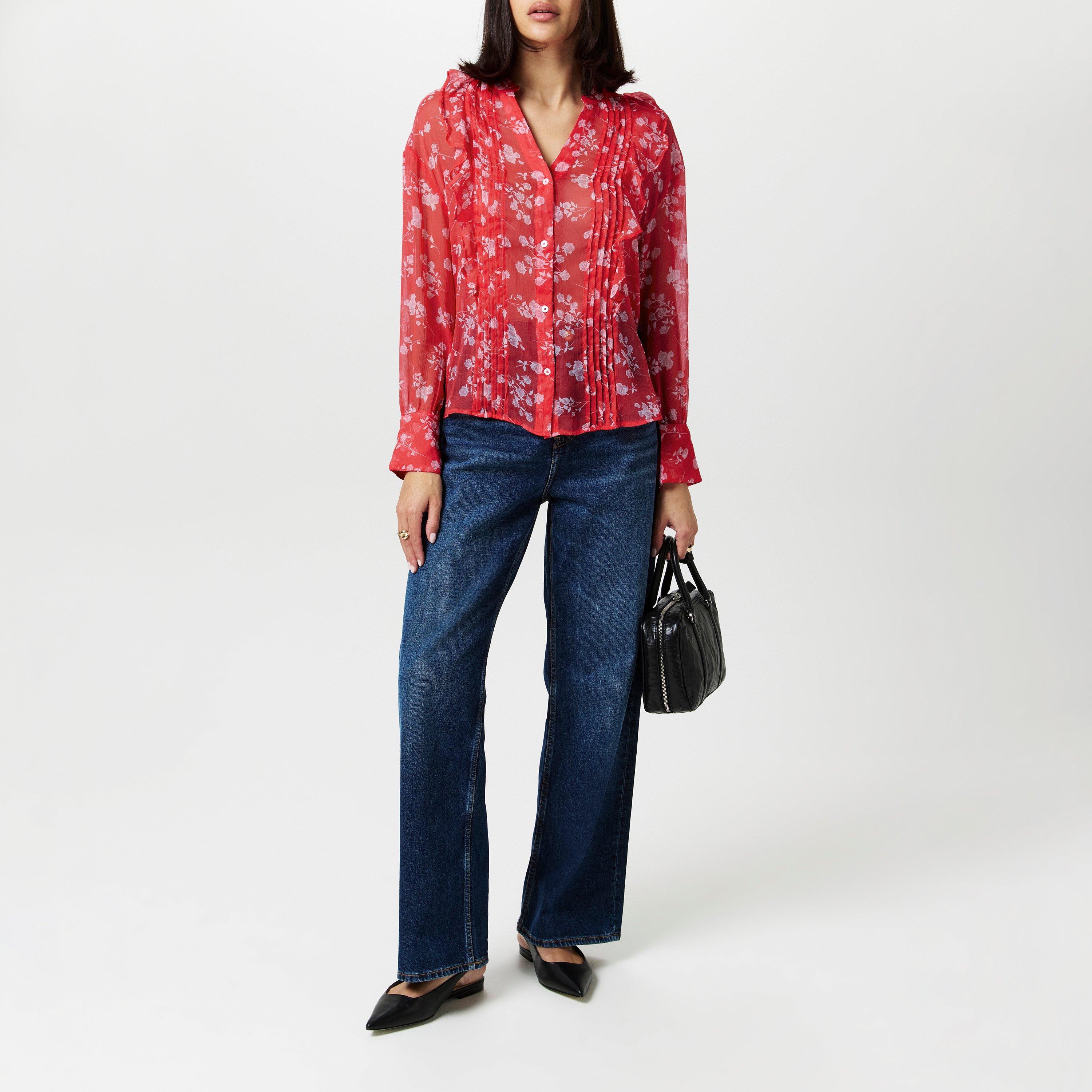 Cayenne Red - French Connection - Women's Alesandra Long-Sleeve Blouse - 4