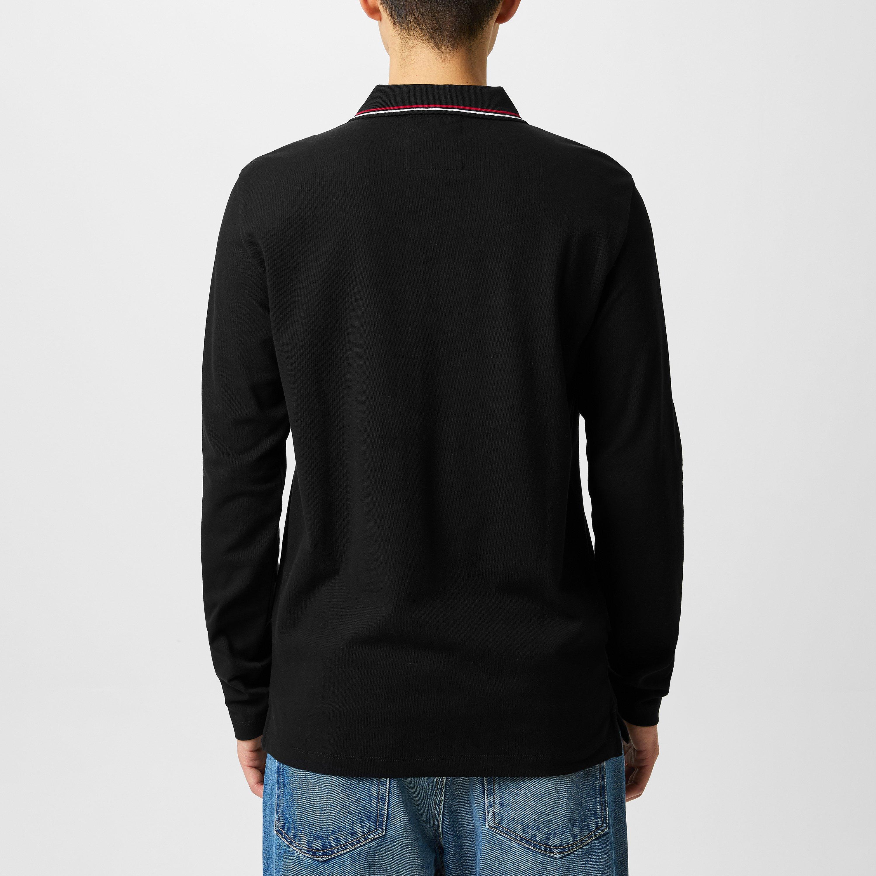 Black 0999 - Emporio Armani - Long Sleeved Tipped Polo Shirt - 4