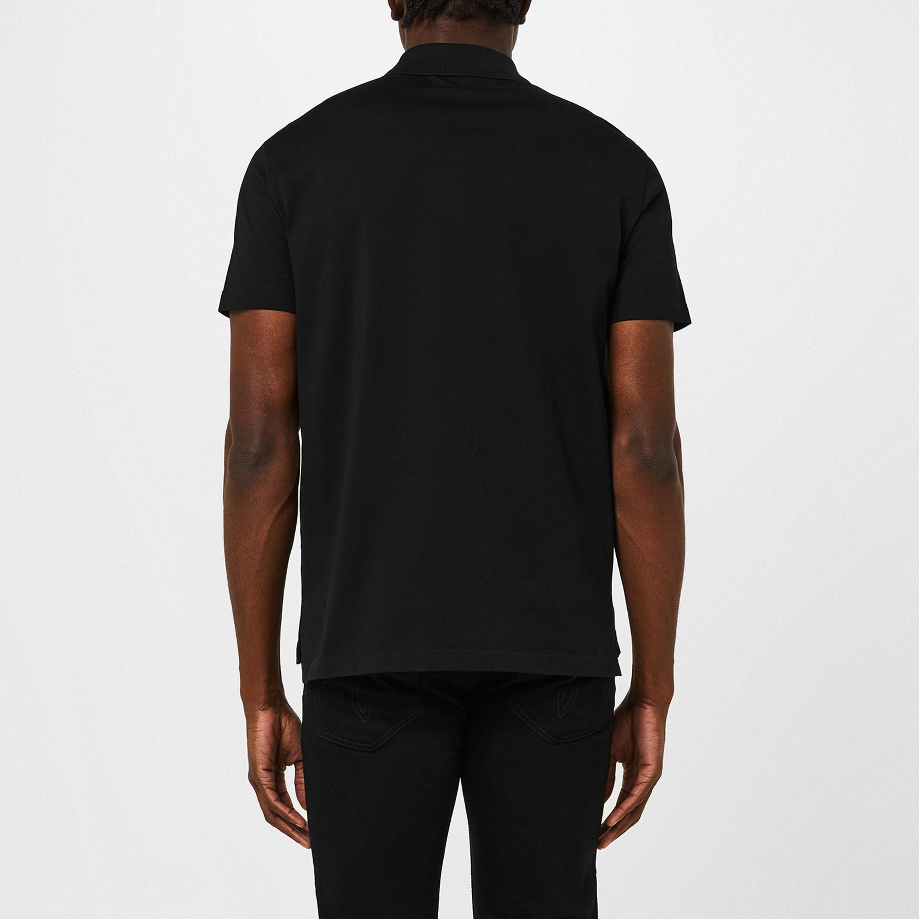 Blk/Gold 2B130 - Versace - Men's Medusa Crest Cotton Short Sleeve Polo Shirt - 4