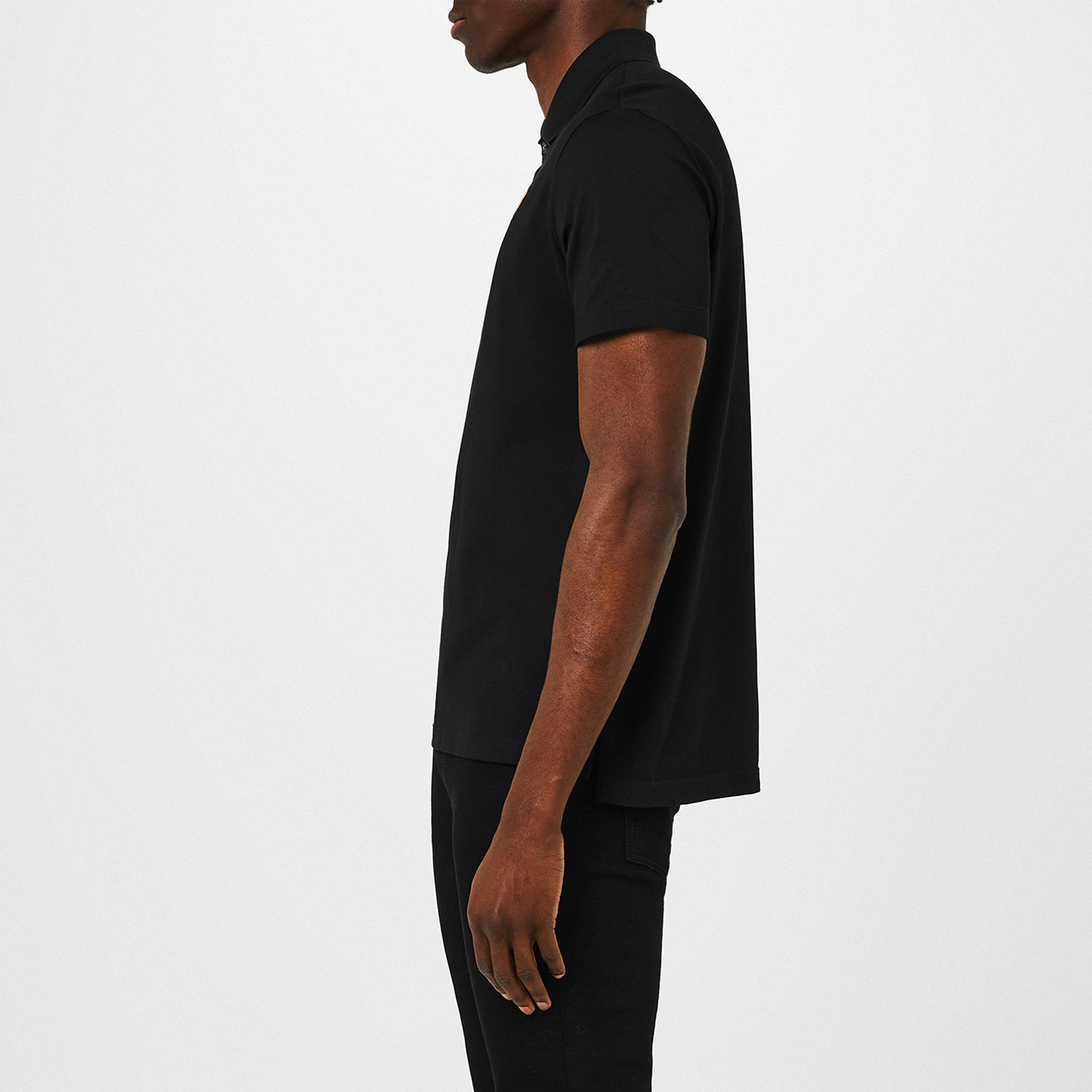 Blk/Gold 2B130 - Versace - Men's Medusa Crest Cotton Short Sleeve Polo Shirt - 5