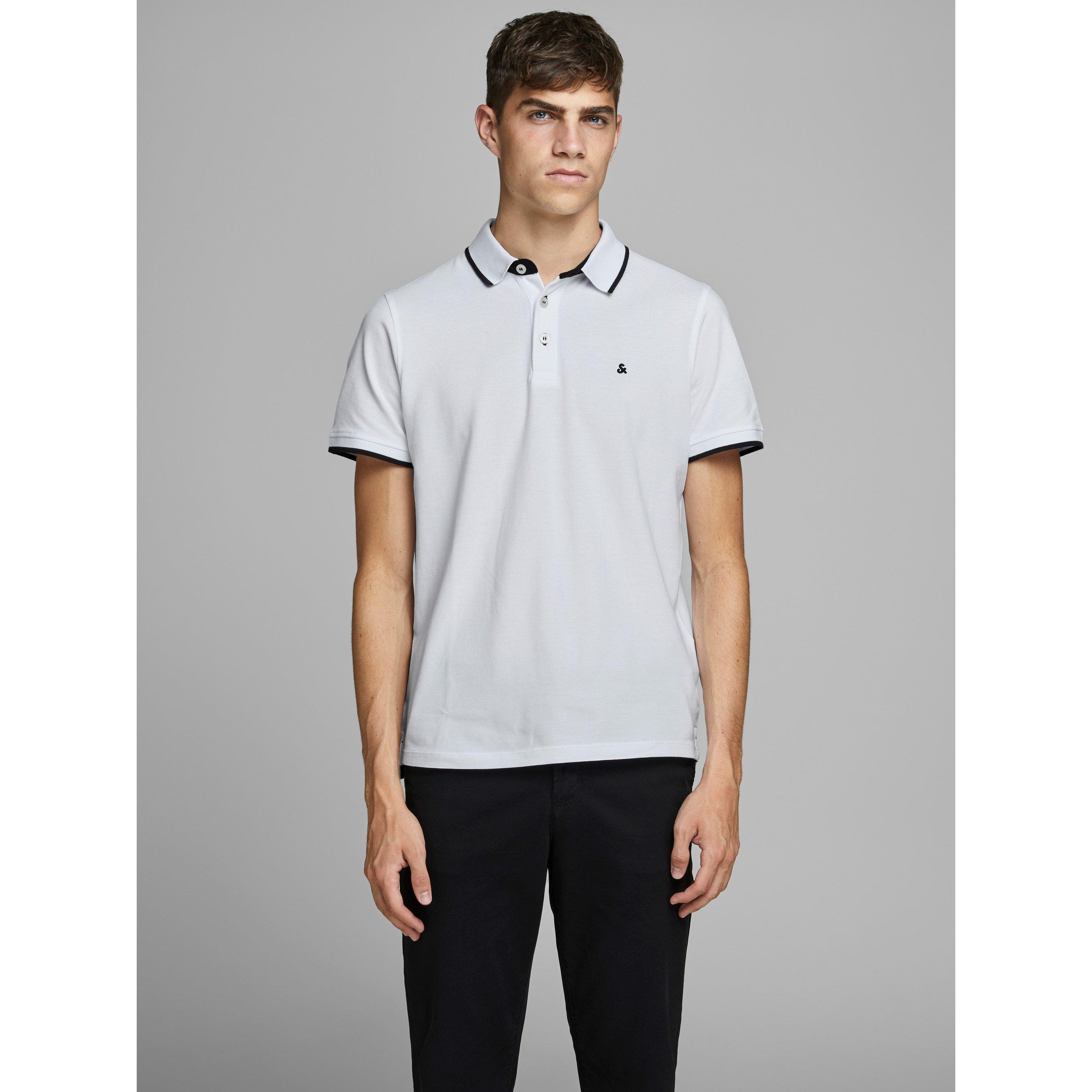 Branco - Jack and Jones - Paulos Tipped Pique Short Sleeve Polo Shirt - 3