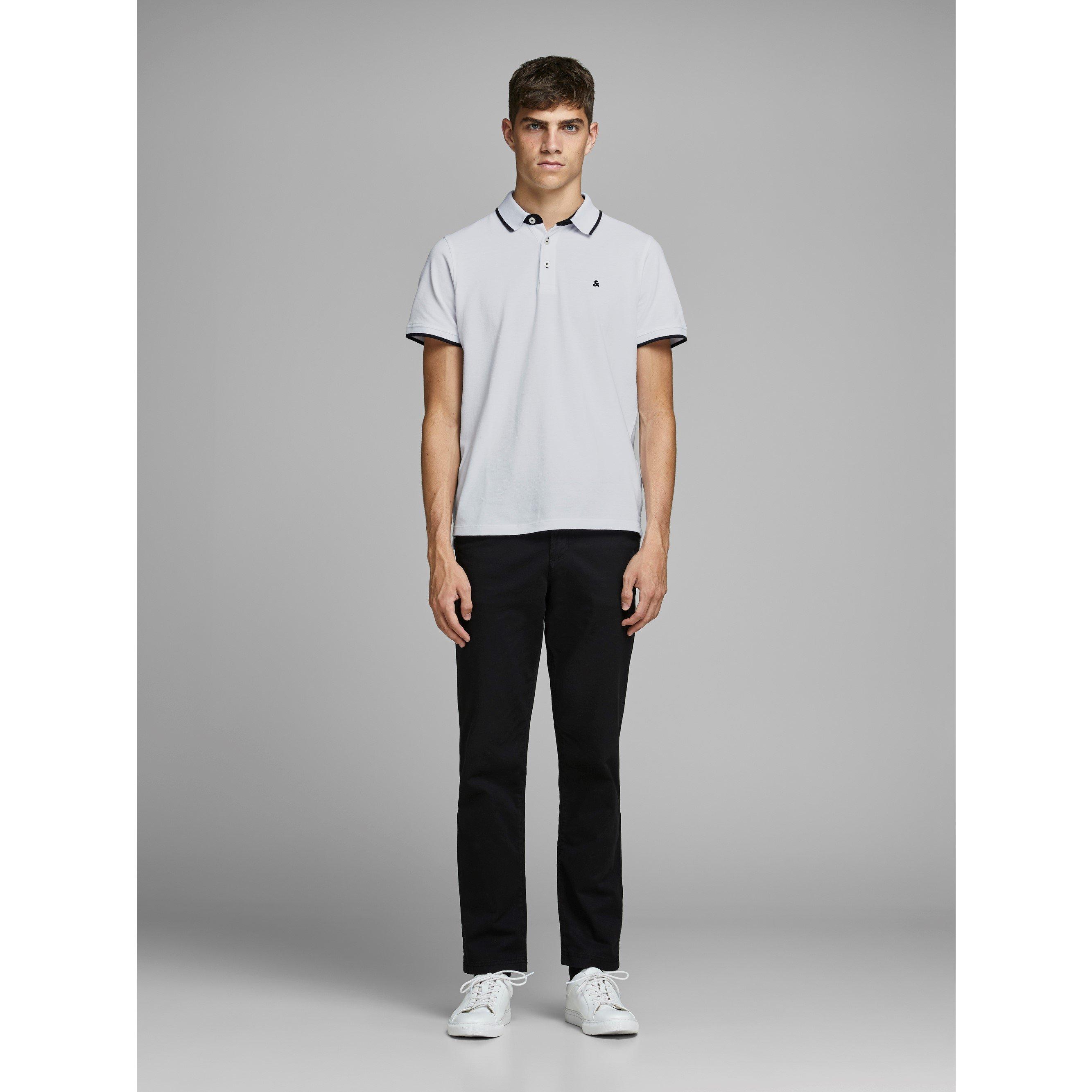 Branco - Jack and Jones - Paulos Tipped Pique Short Sleeve Polo Shirt - 5