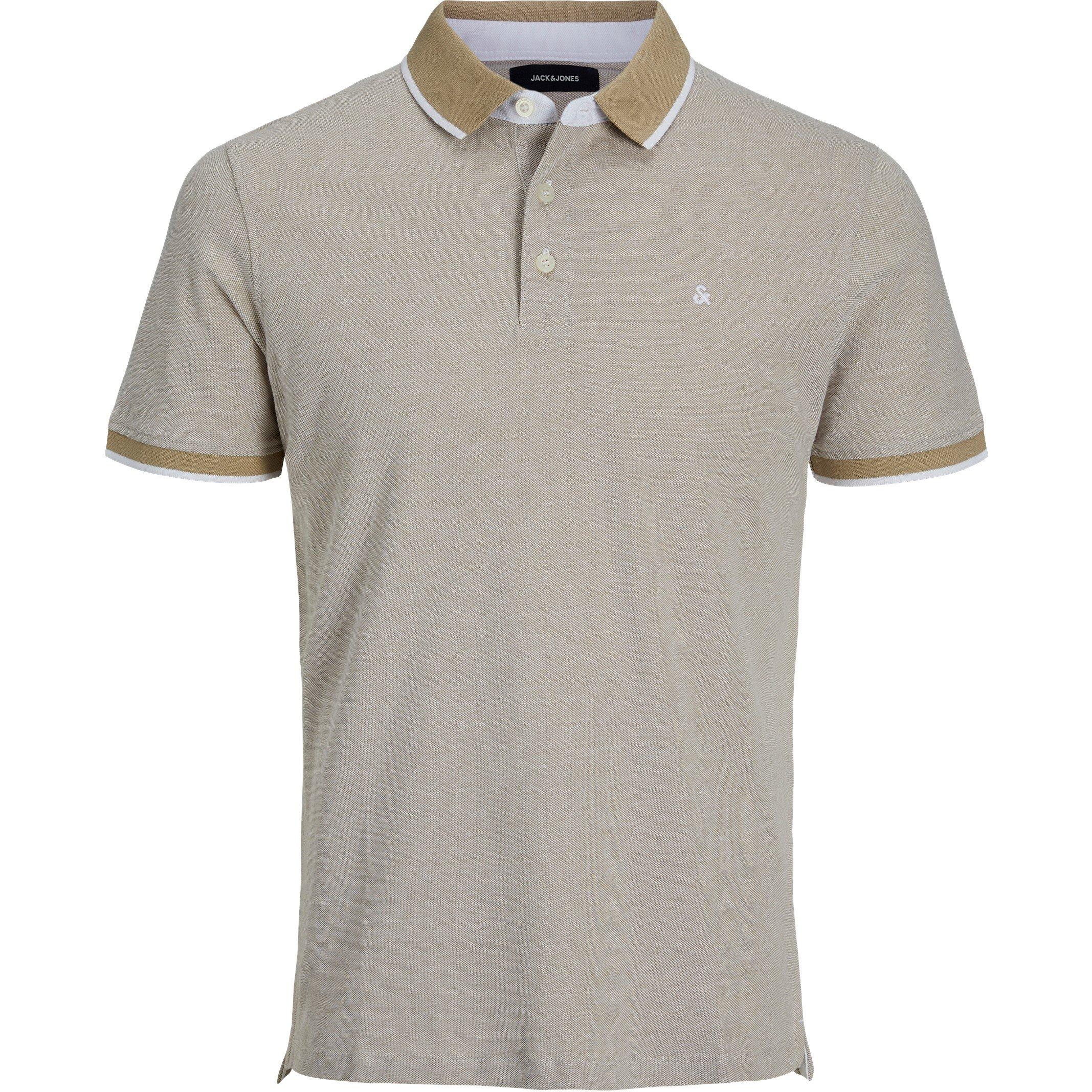 Jack And Jones Men's Paulos Tipped Pique Short Sleeve Polo Shirt - Crockery - M