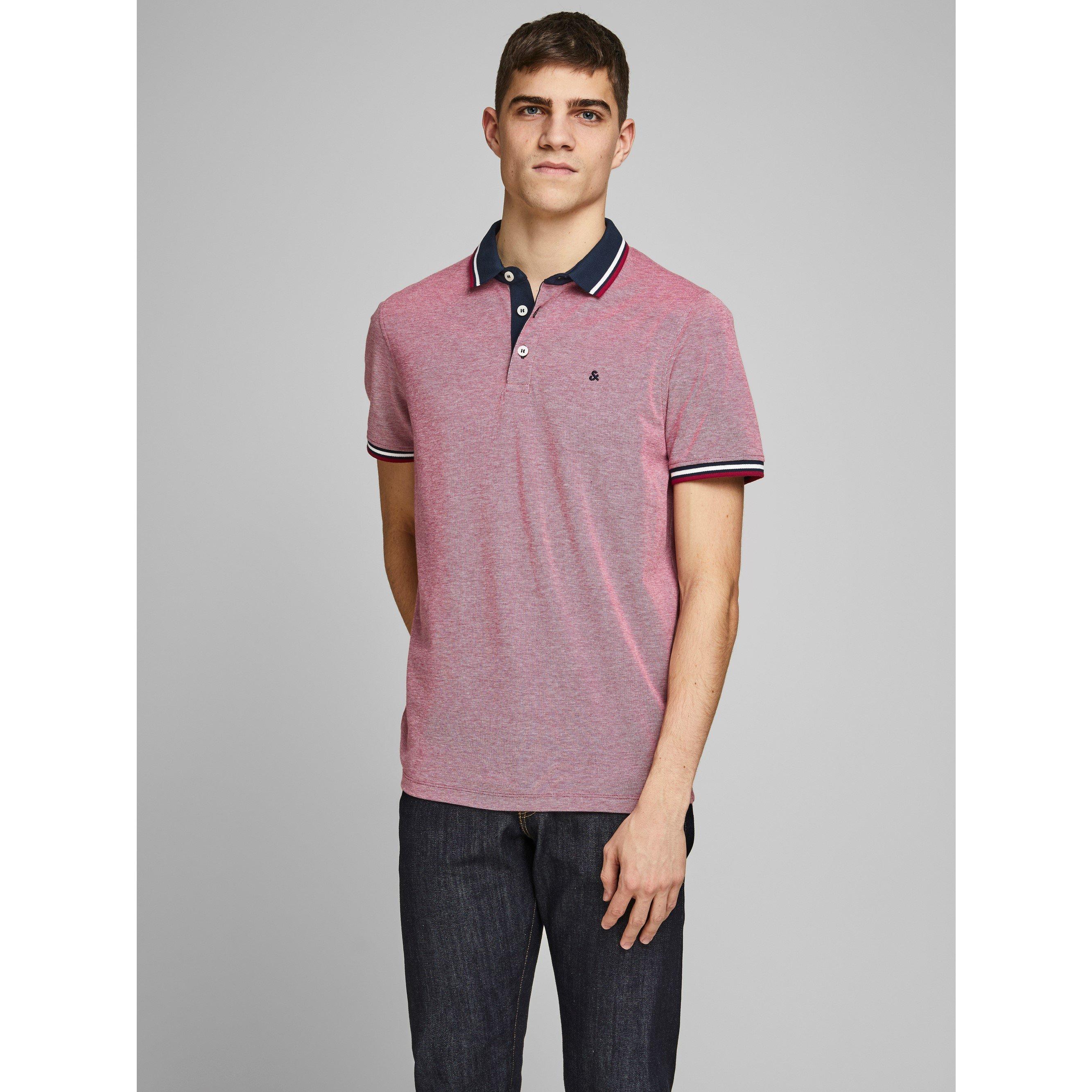 Rio Red - Jack and Jones - Paulos Tipped Pique Short Sleeve Polo Shirt - 2