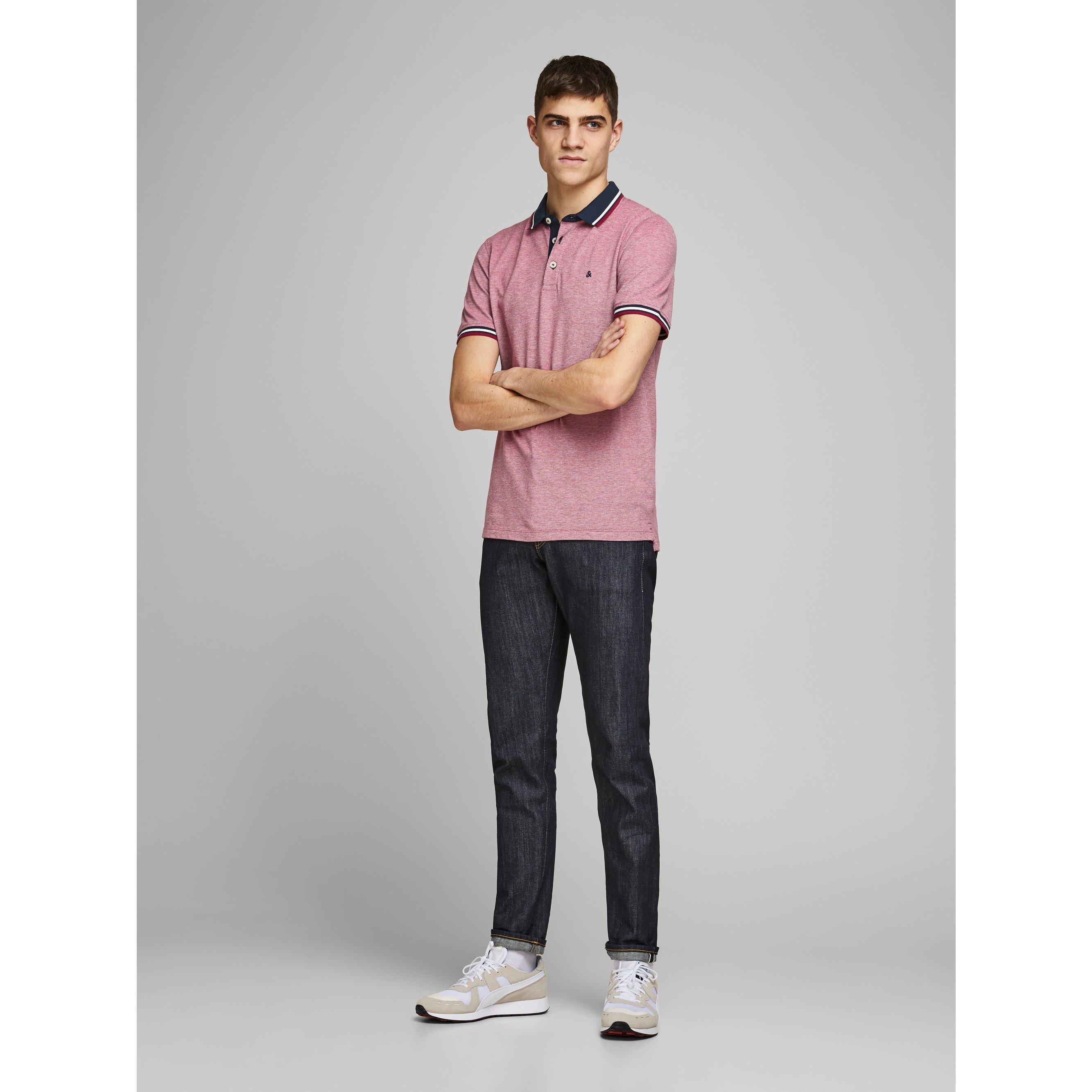 Rio Red - Jack and Jones - Paulos Tipped Pique Short Sleeve Polo Shirt - 3