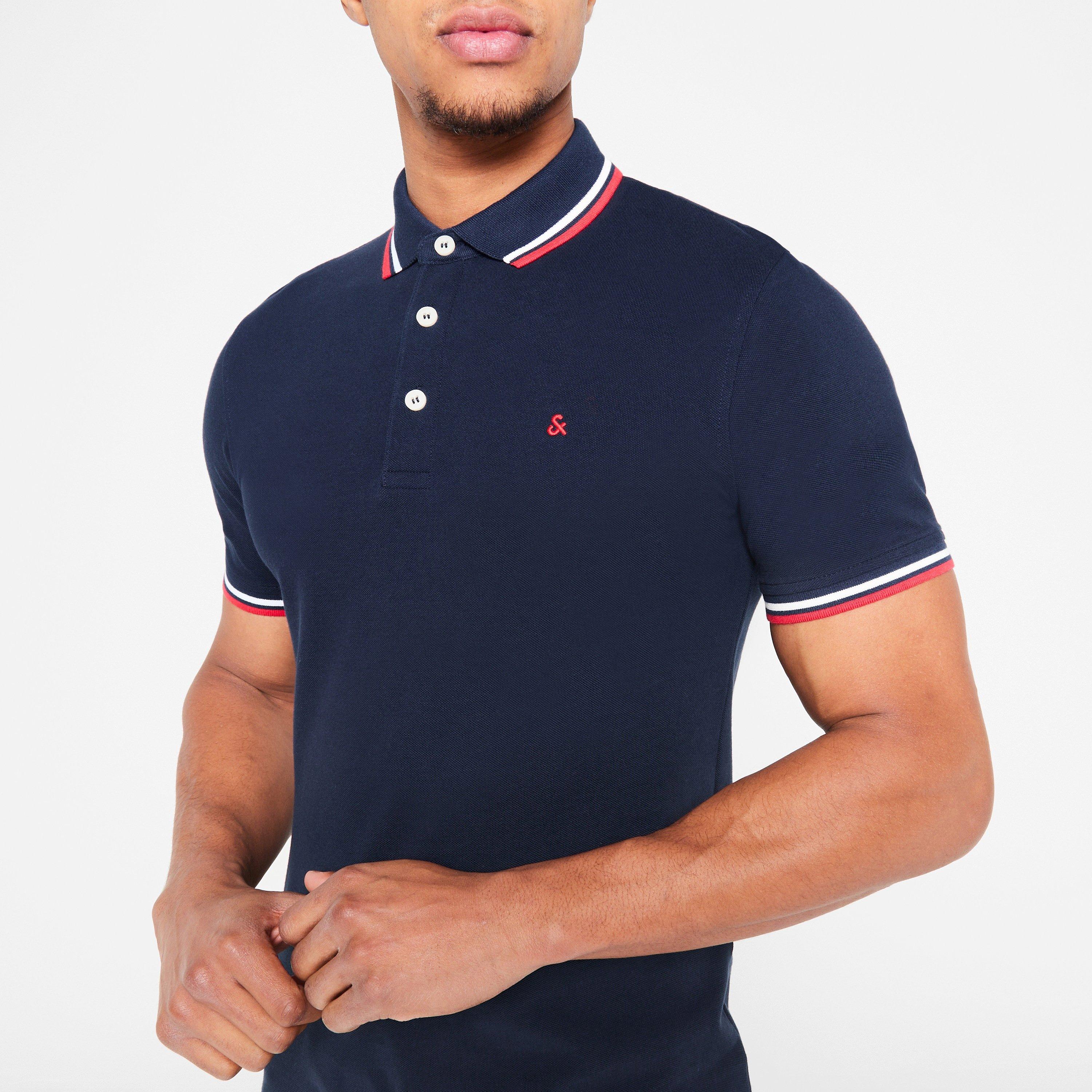 Navy Blazer - Jack and Jones - Paulos Tipped Pique Short Sleeve Polo Shirt - 5