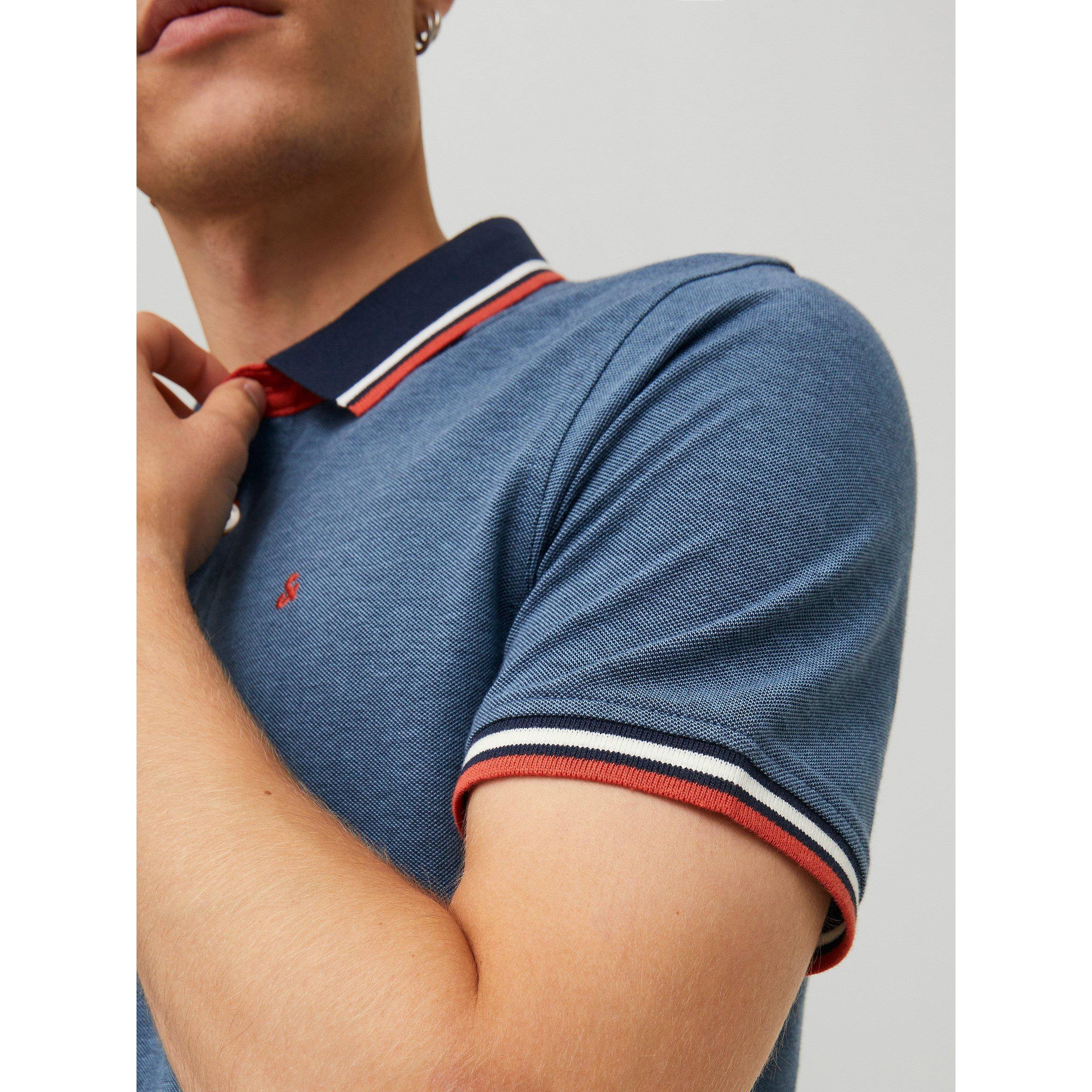 Bleu denim - Jack and Jones - Paulos Tipped Pique Short Sleeve Polo Shirt - 5