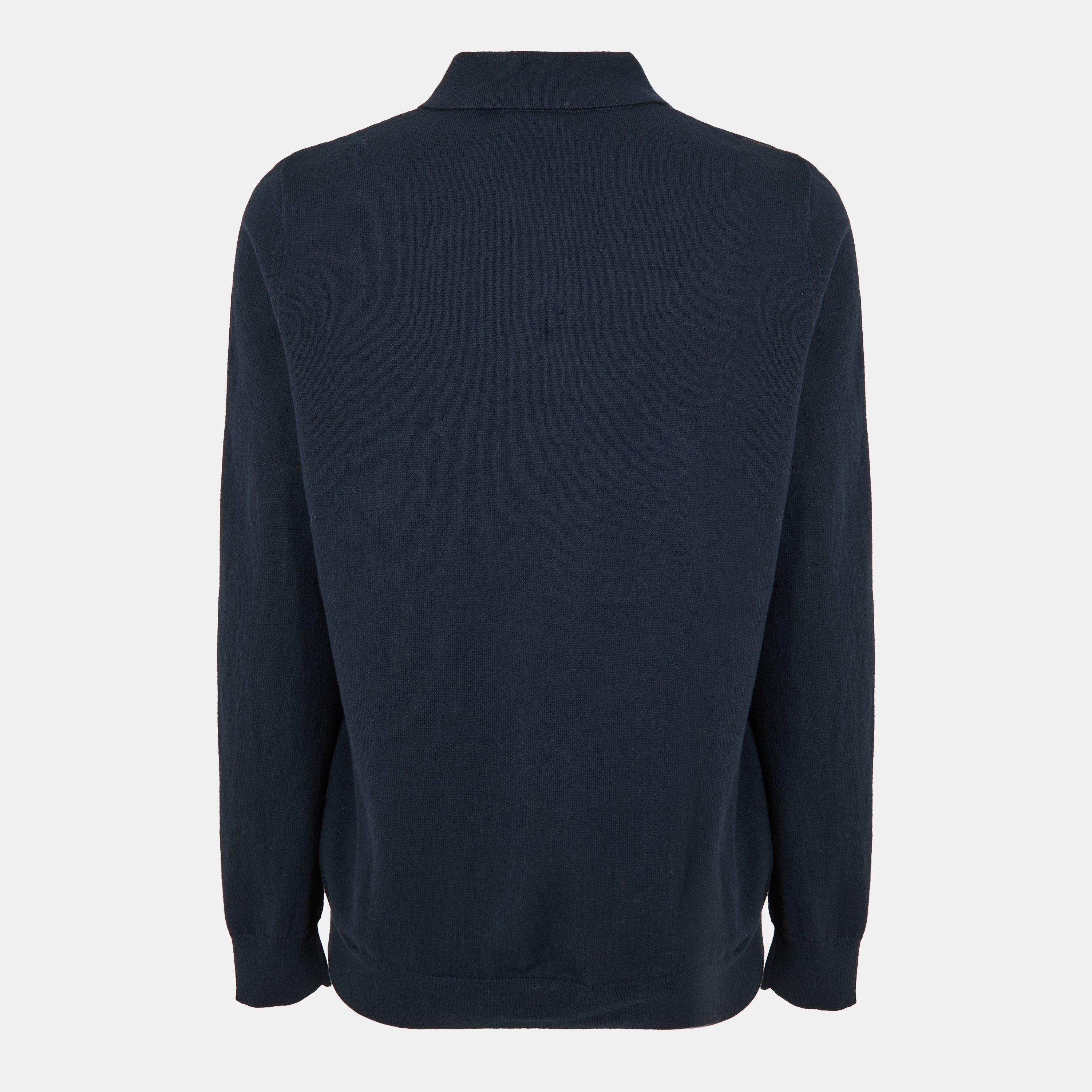  Dark Navy - Lyle and Scott - Men's Knitted Long-Sleeve Polo Shirt - 2