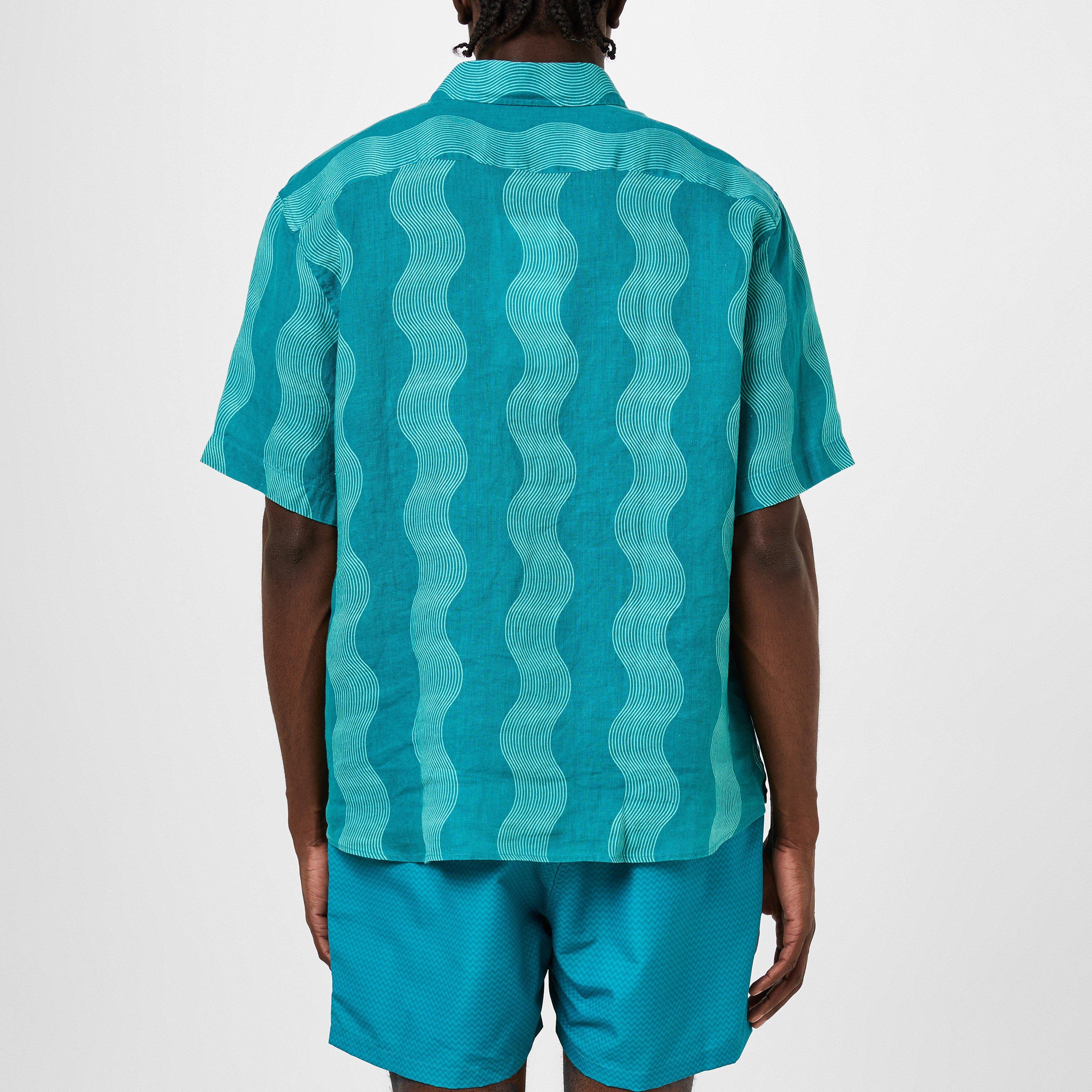 Blue/Green - Frescobol Carioca - Men's Cabana Printed Short-Sleeve Patterned Shirt - 3