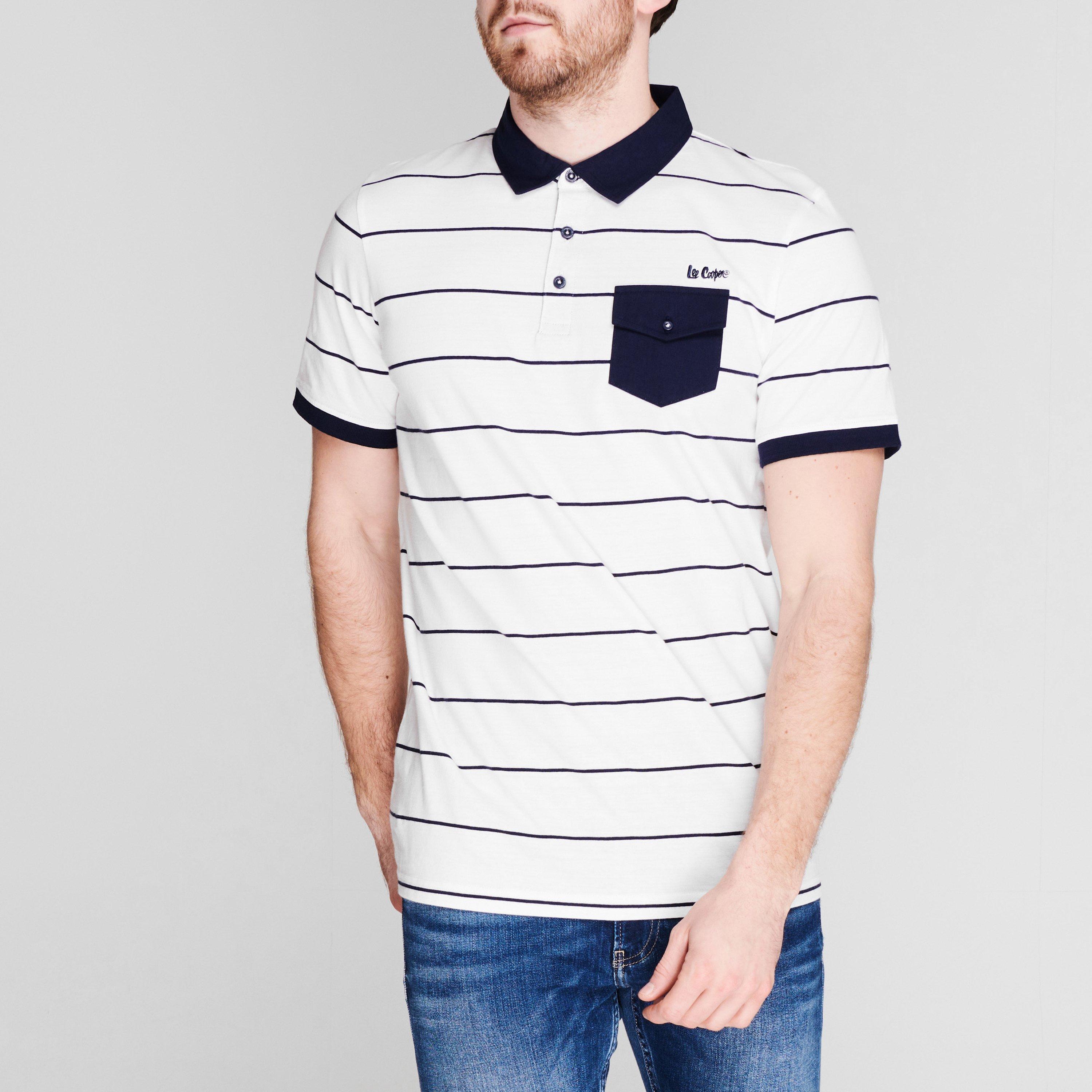Weiß/Marineblau - Lee Cooper - Stripe Polo Mens - 3