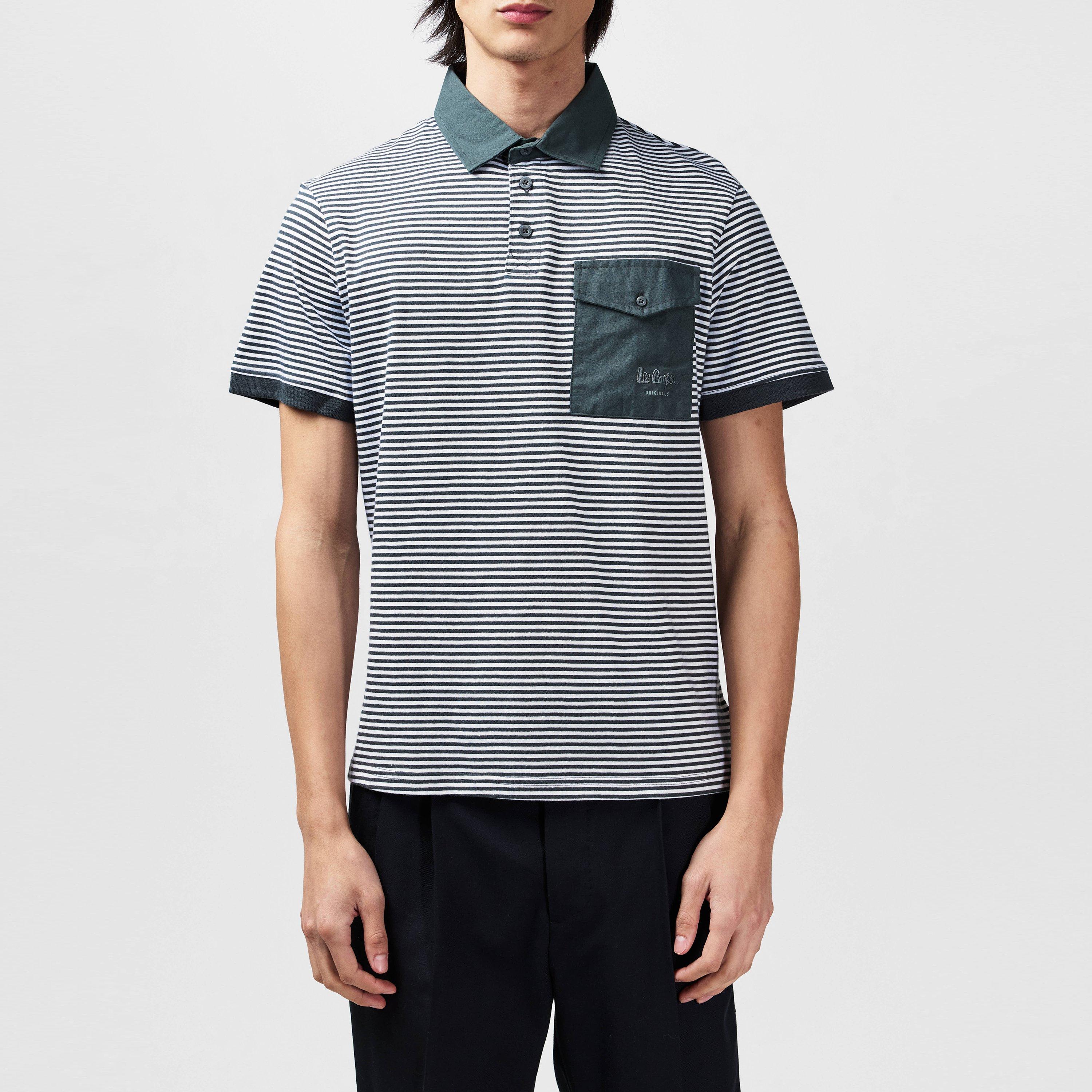 Charc/whit - Lee Cooper - Stripe Polo Mens - 1